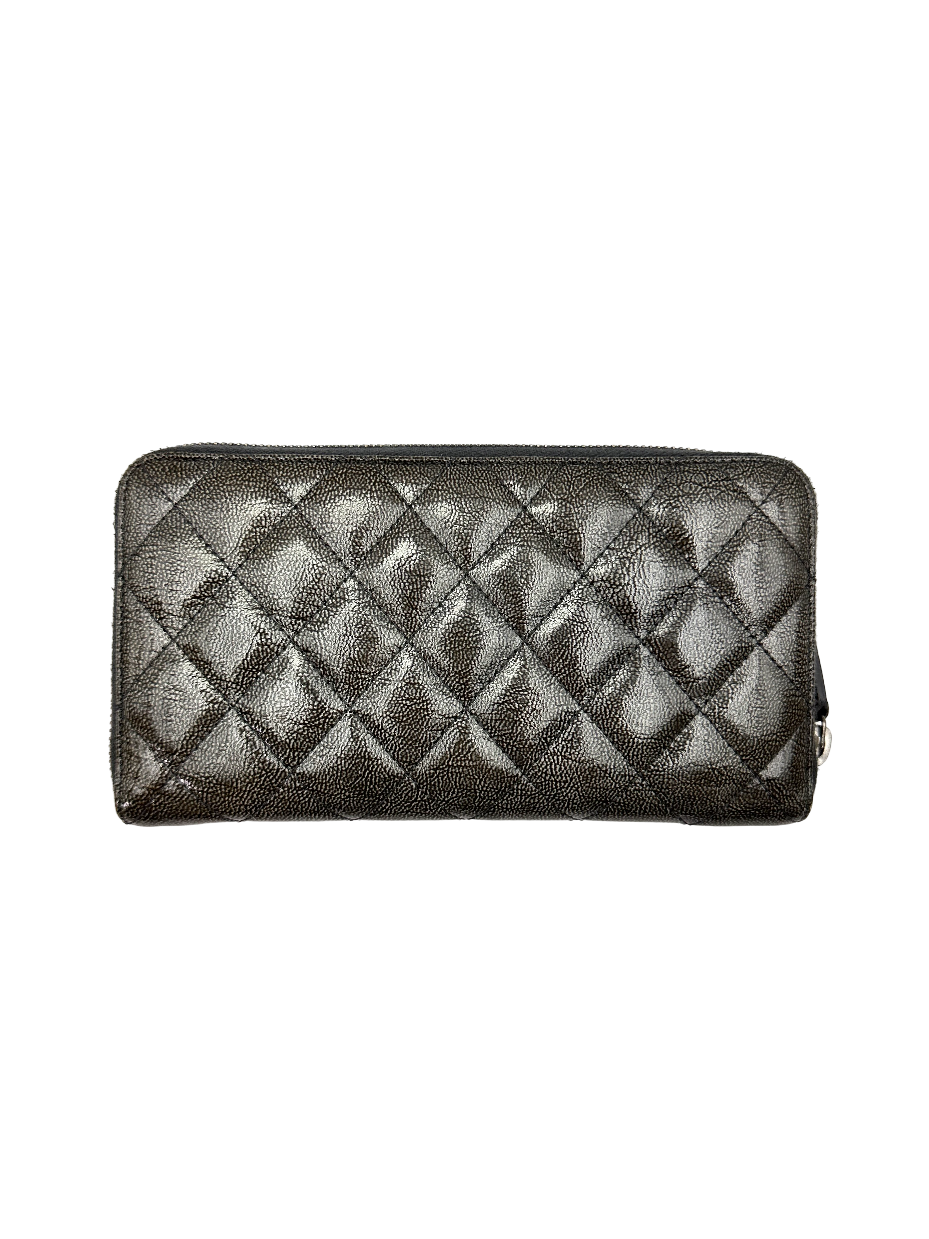 Chanel Grey Quilted Leather Long Wallet(19***84) CC2596