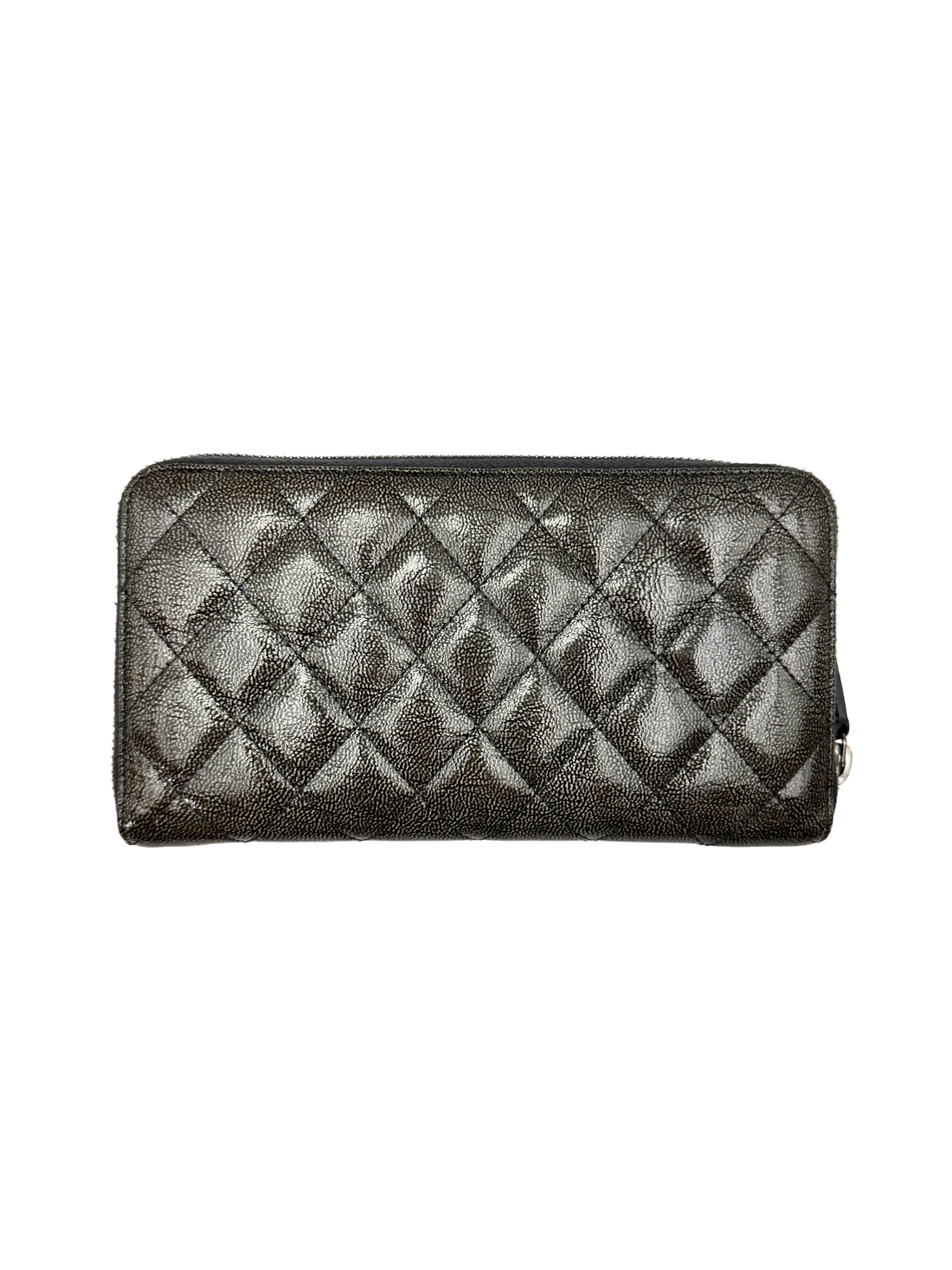 Chanel Grey Quilted Leather Long Wallet(19***84) CC2596
