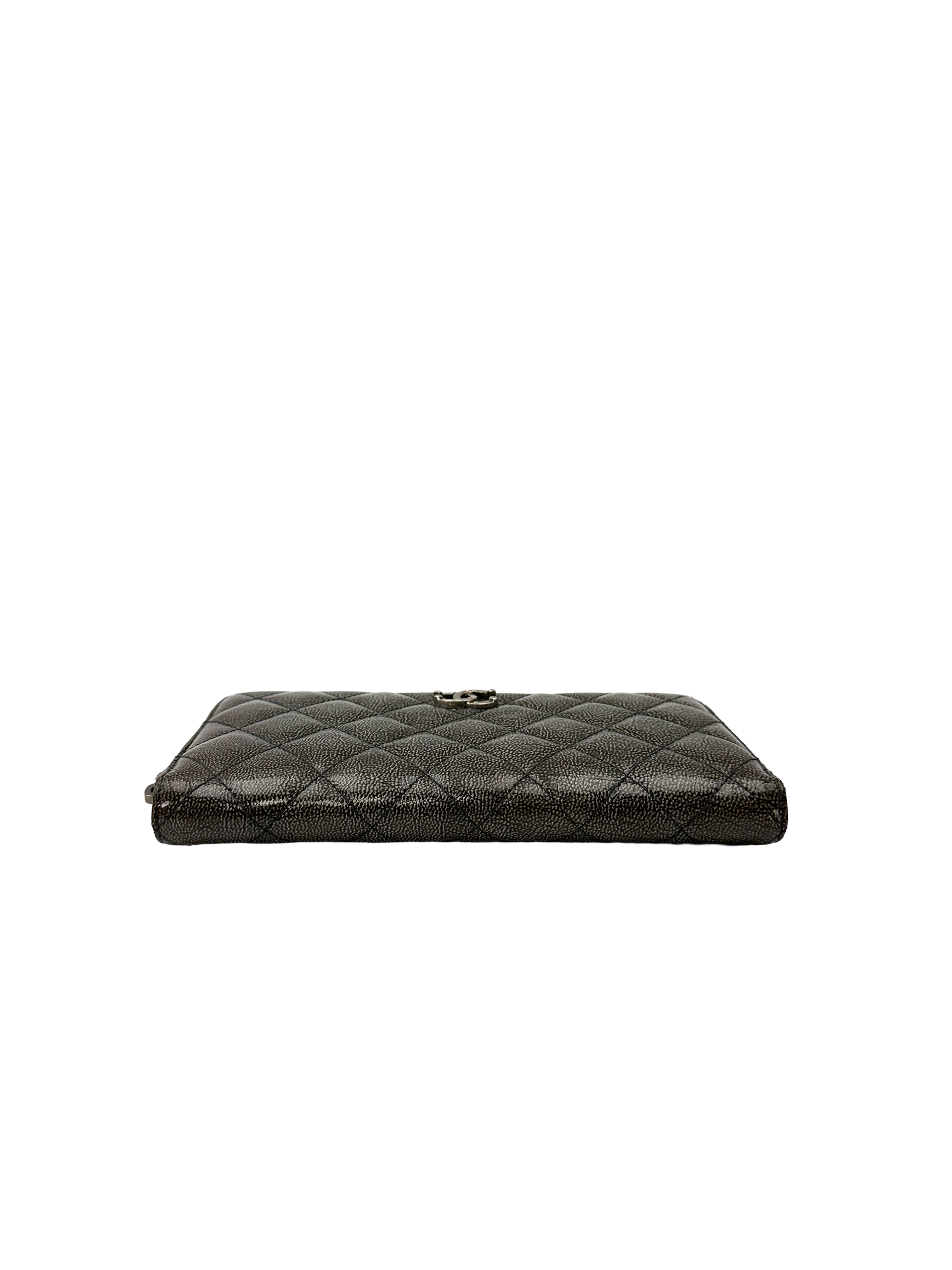 Chanel Grey Quilted Leather Long Wallet(19***84) CC2596