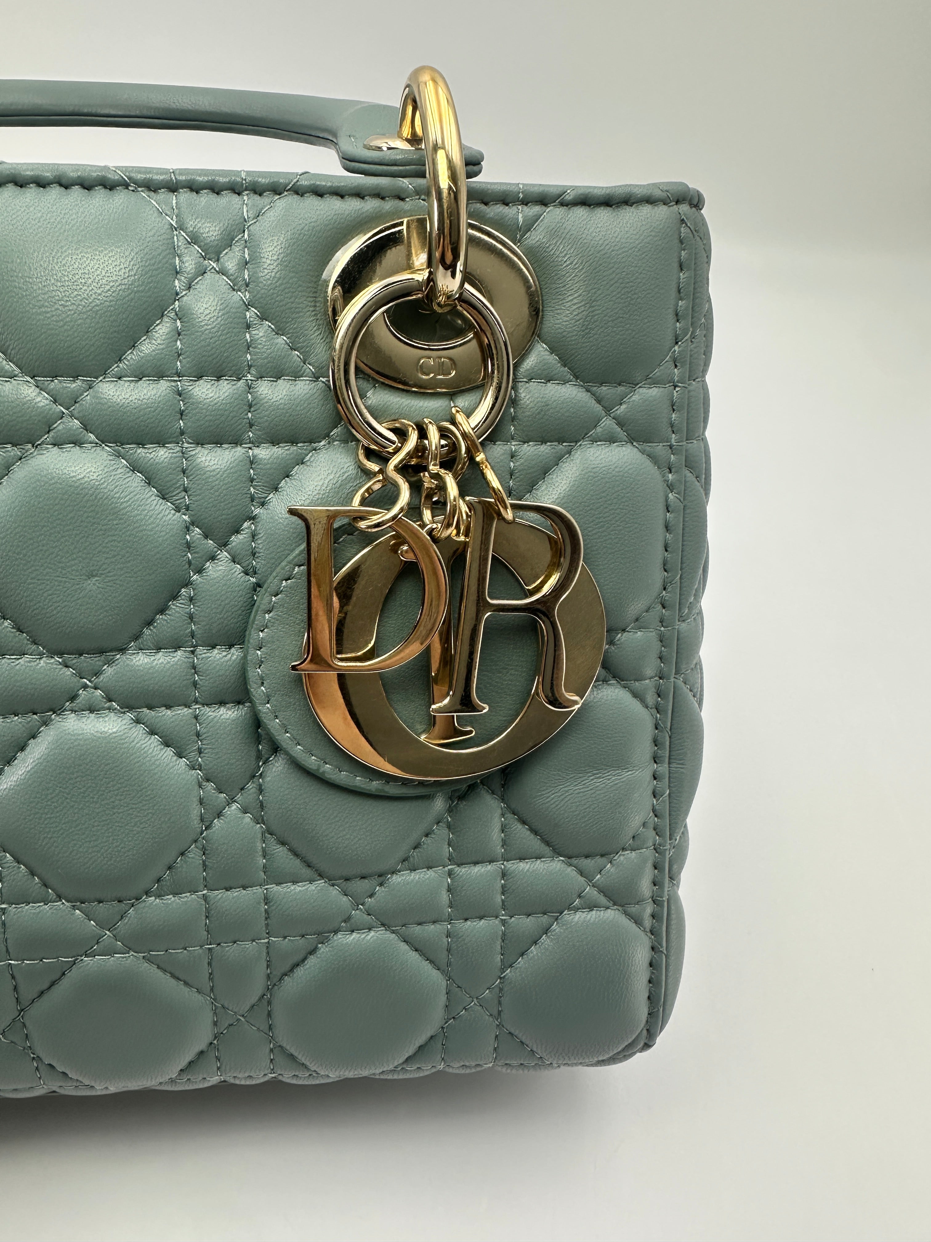 Christian Dior Lady Dior Navy Cannage Leather Handle Bag DR946