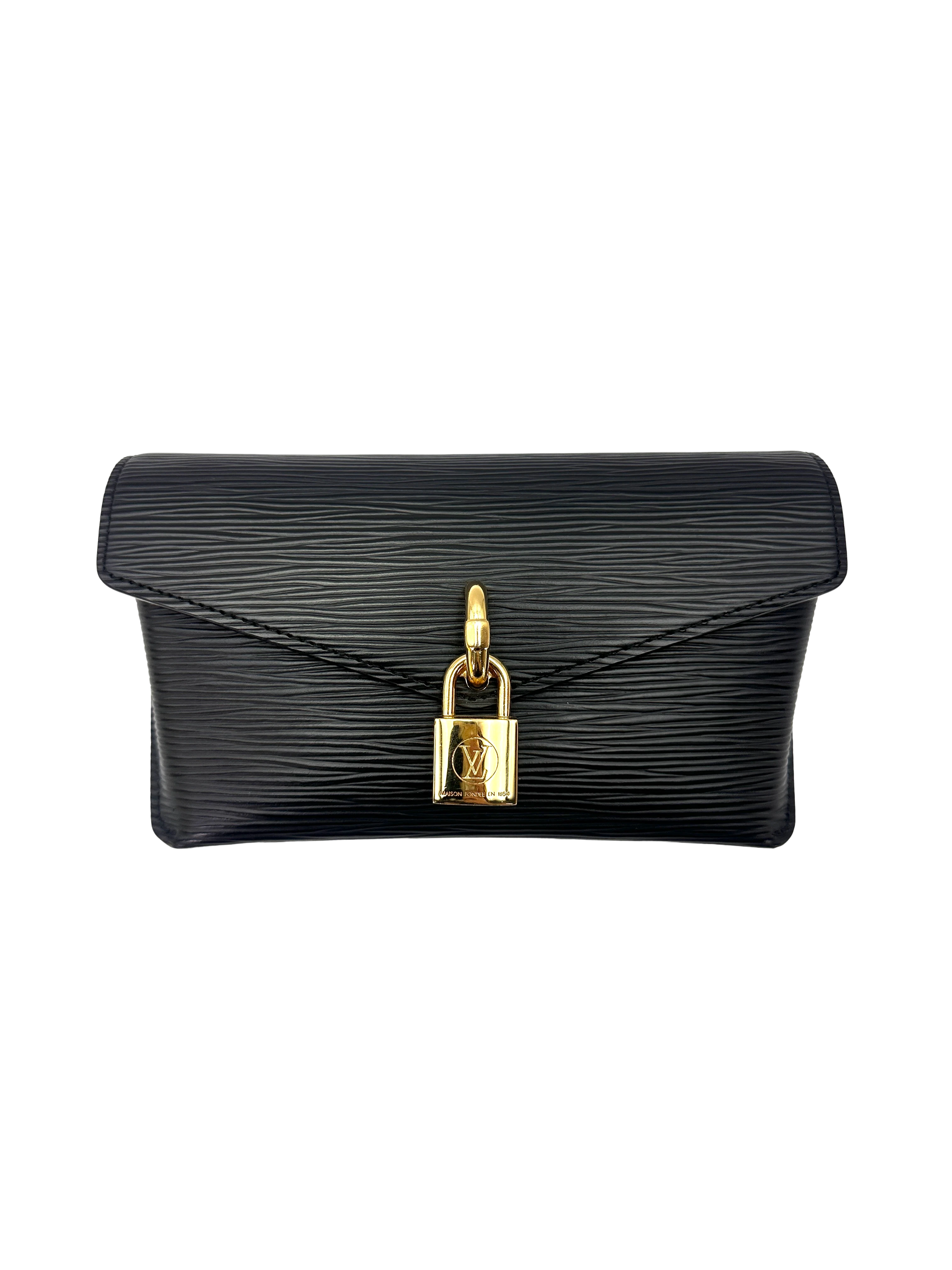 Louis Vuitton Padlock On Strap Black Epi Leather Handle Bag LV3376