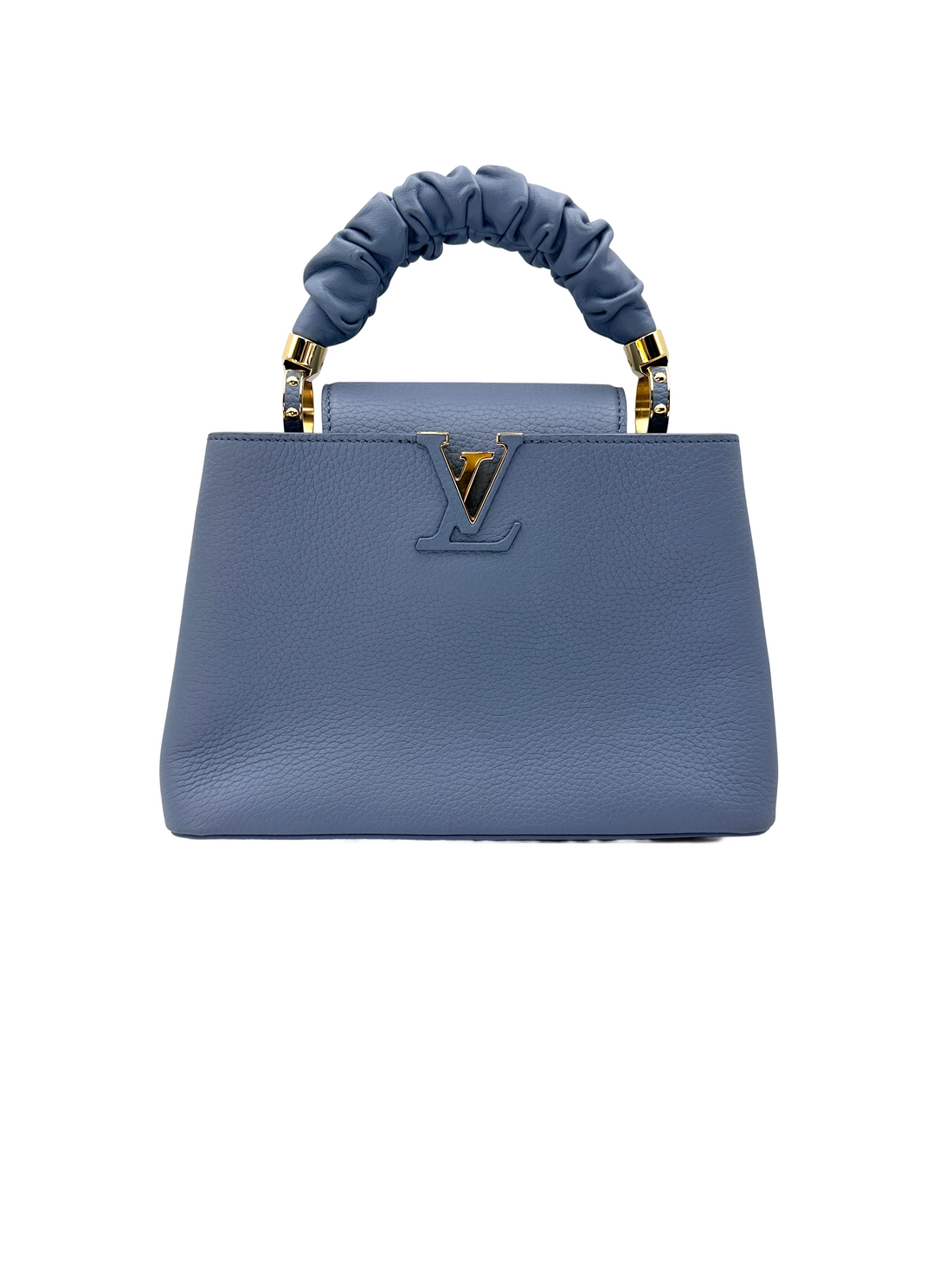 Louis Vuitton Capucines BB Blue Taurillon Leather Ruched Chouchou Handle Bag LV3374