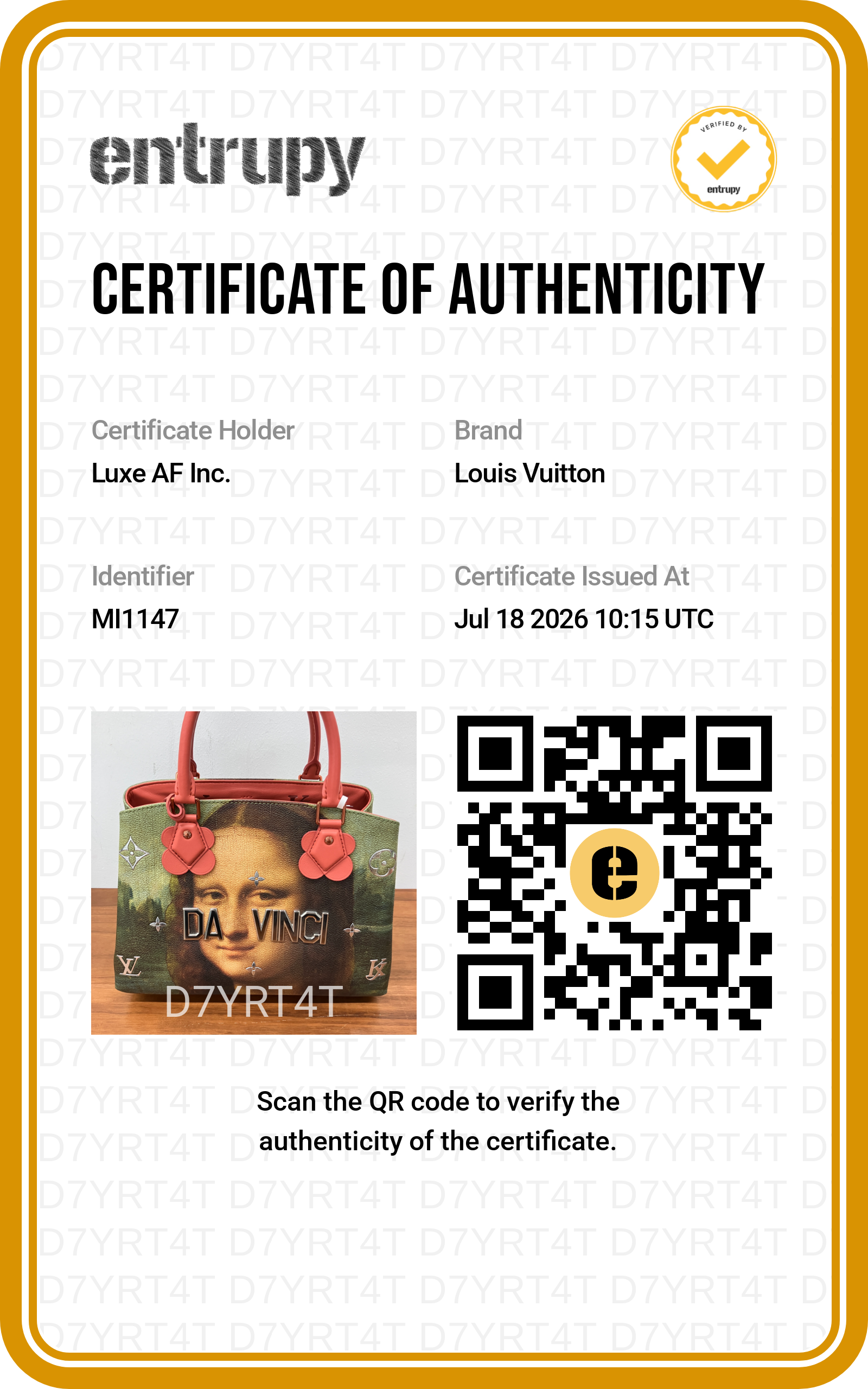 Louis Vuitton x Jeff Koons Masters Collection Da Vinci Mona Lisa Montaigne MM Bag LV3380