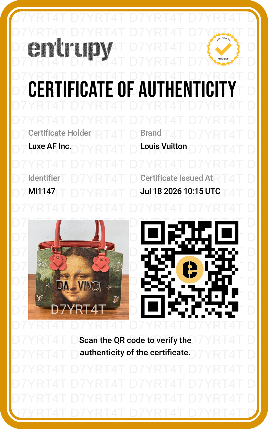 Louis Vuitton x Jeff Koons Masters Collection Da Vinci Mona Lisa Montaigne MM Bag LV3380