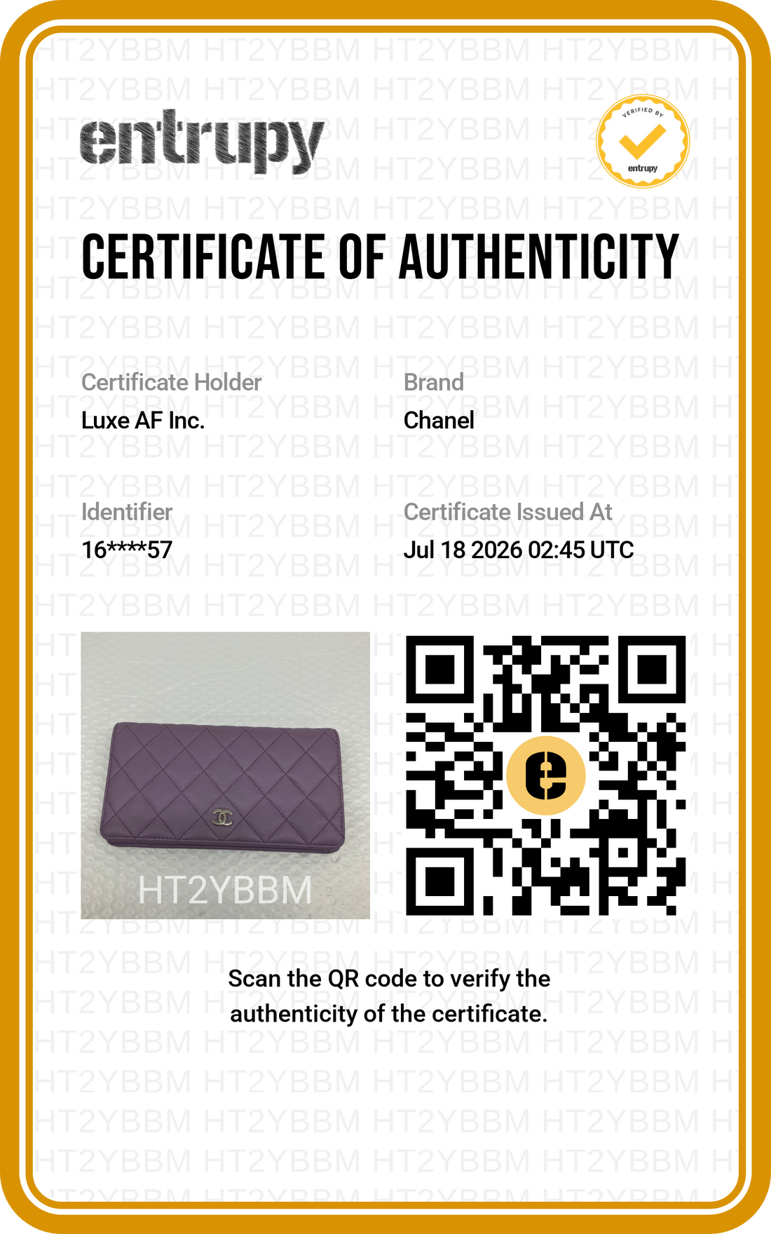 Chanel Purple Quilted Leather Long Wallet(16***57) CC2593