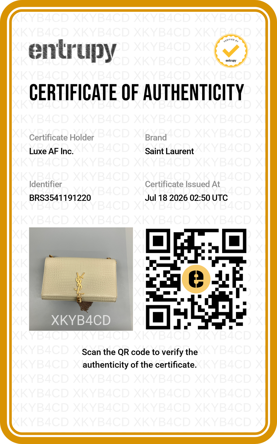 Saint Laurent Kate Beige Croc-Embossed Shoulder Bag SL308