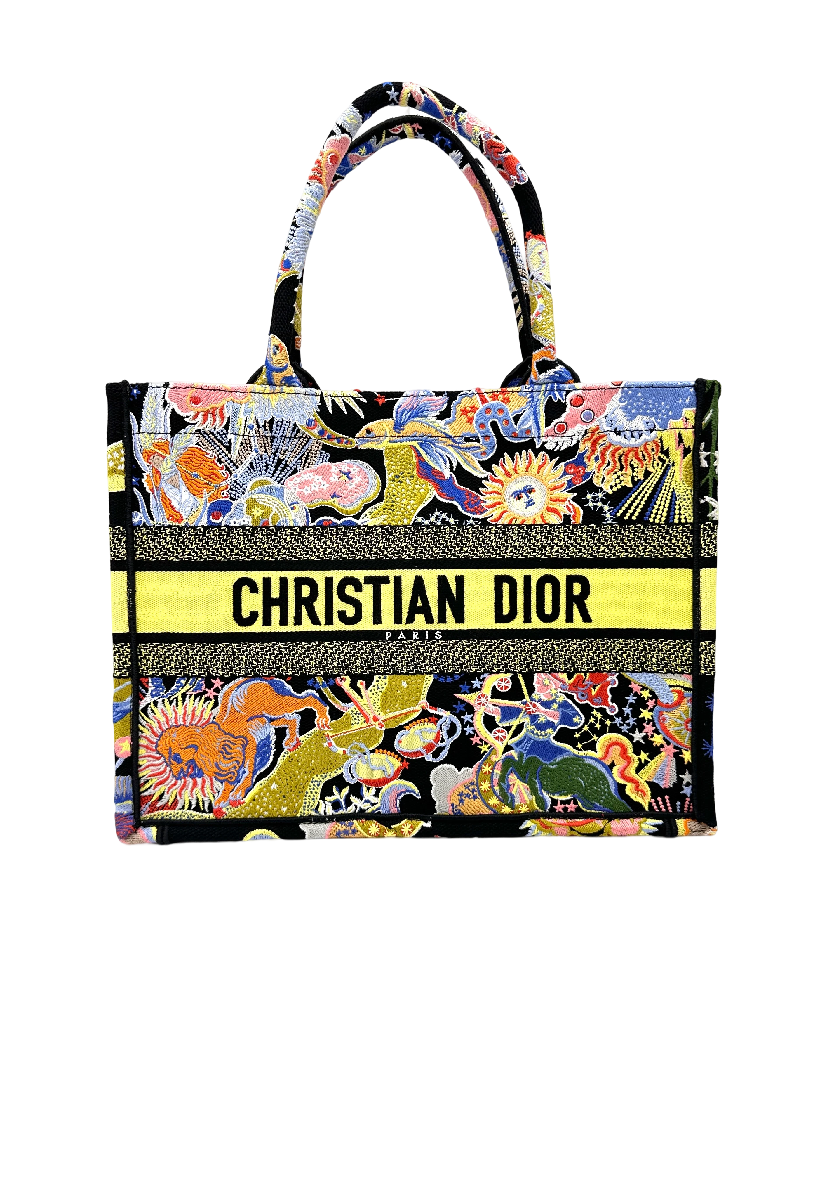 Christian Dior Multicolor Embroidered Canvas Book Tote Bag DR949