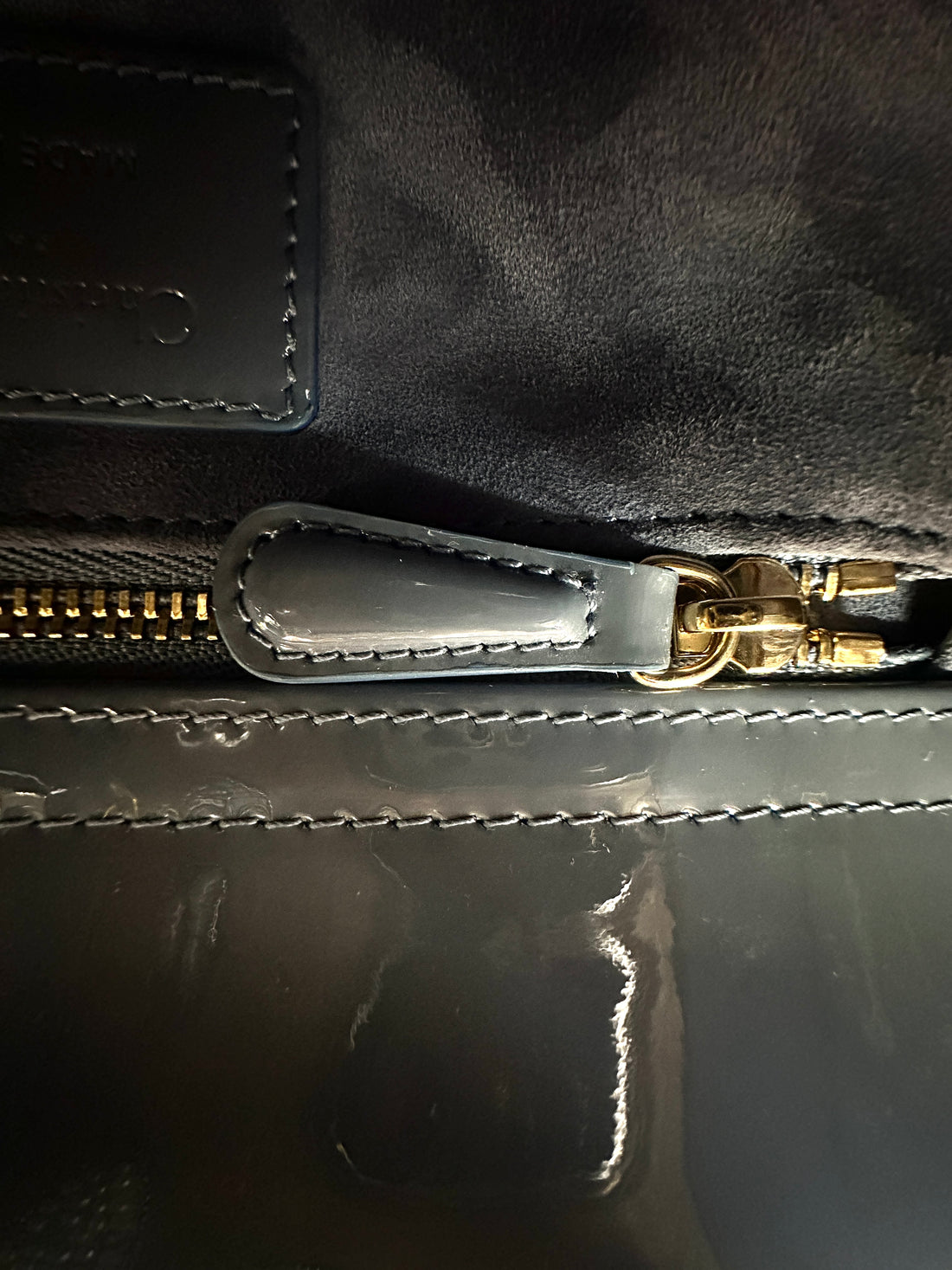 Christian Dior Lady Dior Blue Cannage Patent Leather Handle Bag DR948