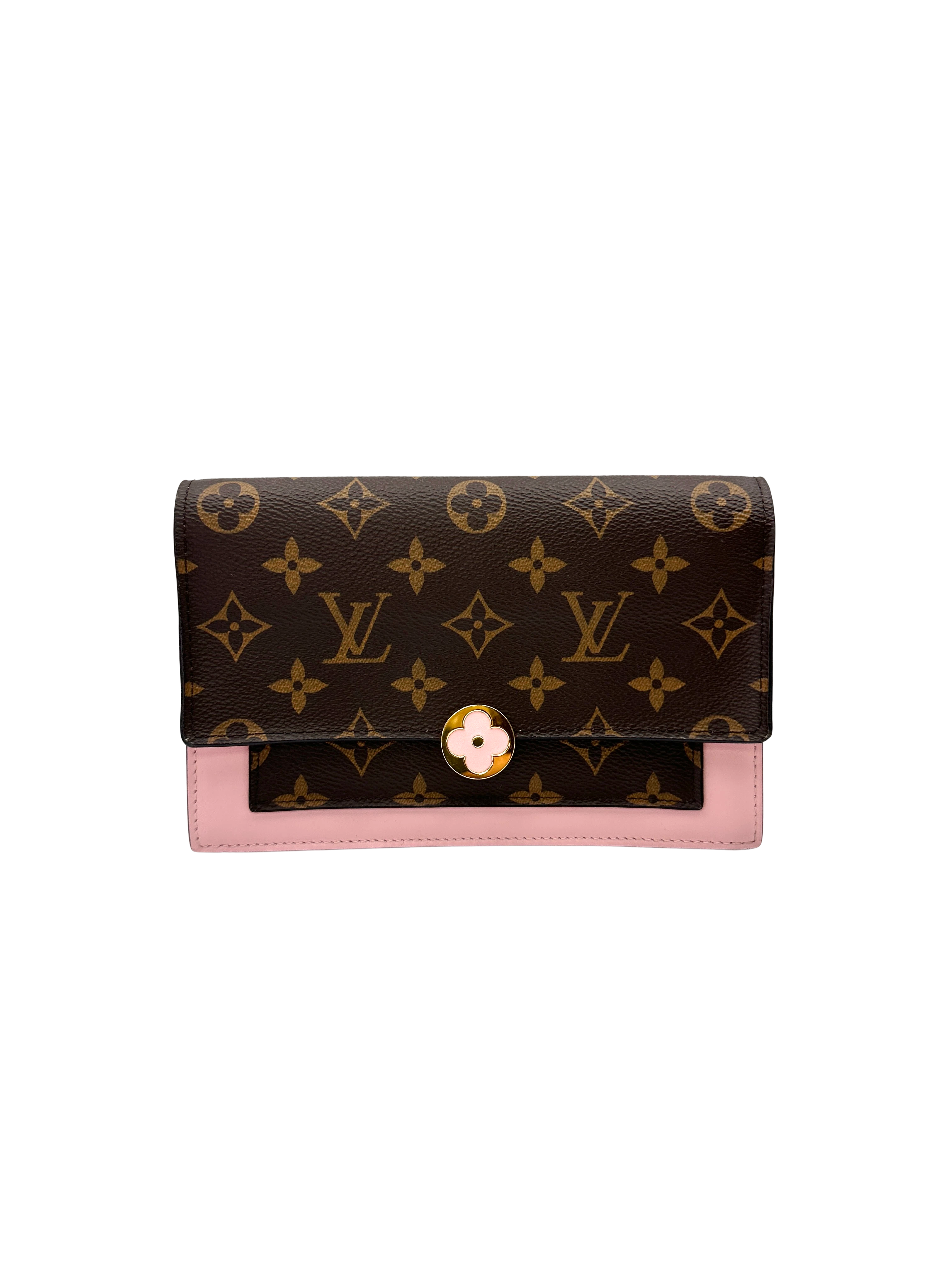 Louis Vuitton Flore Monogram Canvas & Pink Leather Wallet On Chain LV3383