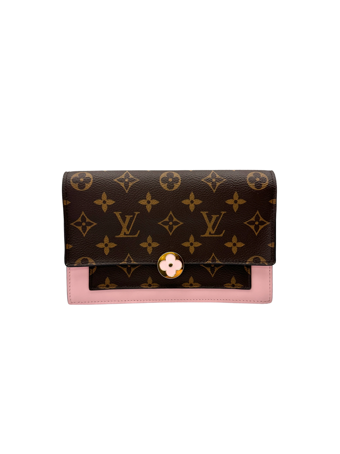 Louis Vuitton Flore Monogram Canvas & Pink Leather Wallet On Chain LV3383