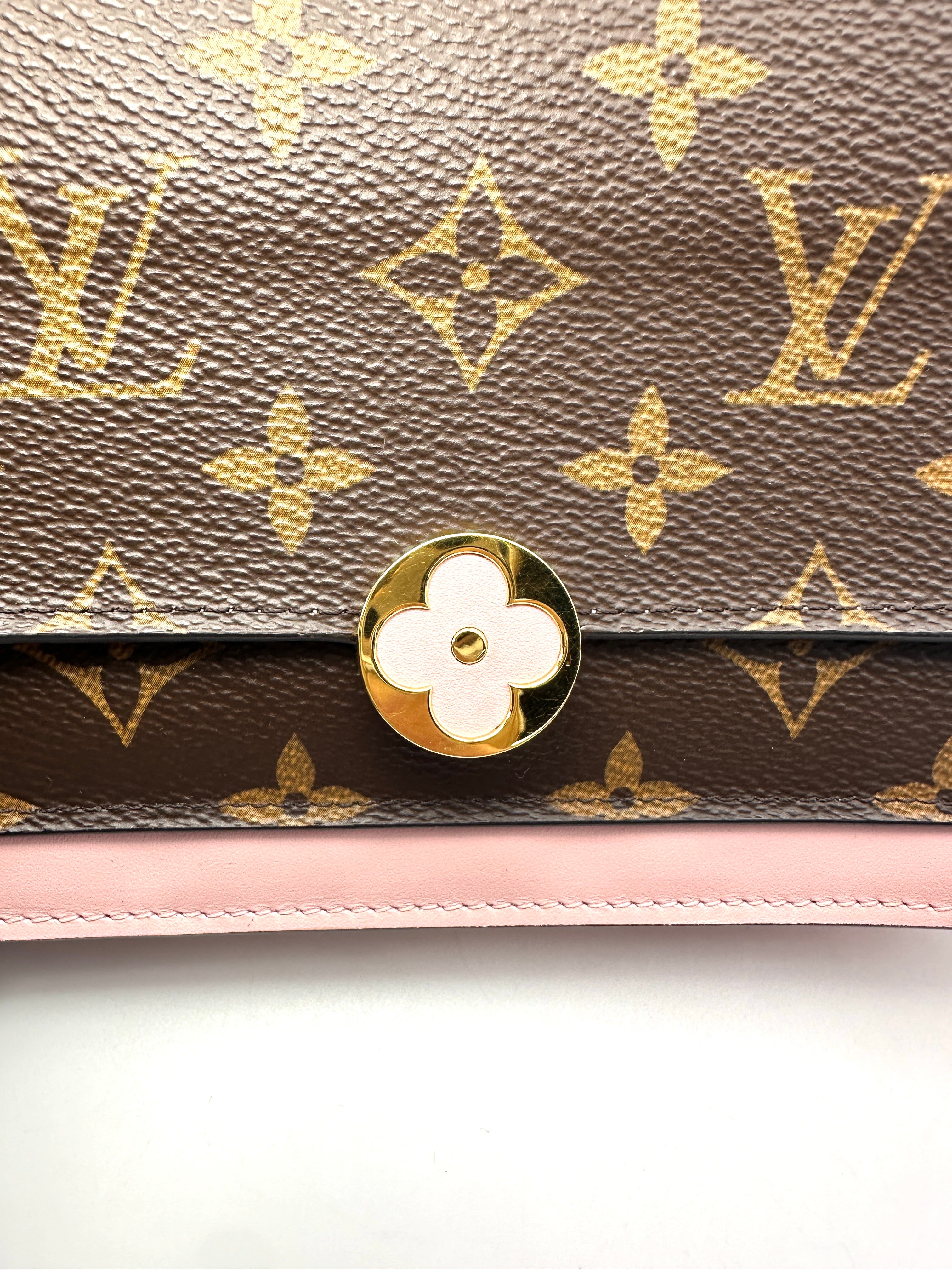 Louis Vuitton Flore Monogram Canvas & Pink Leather Wallet On Chain LV3383