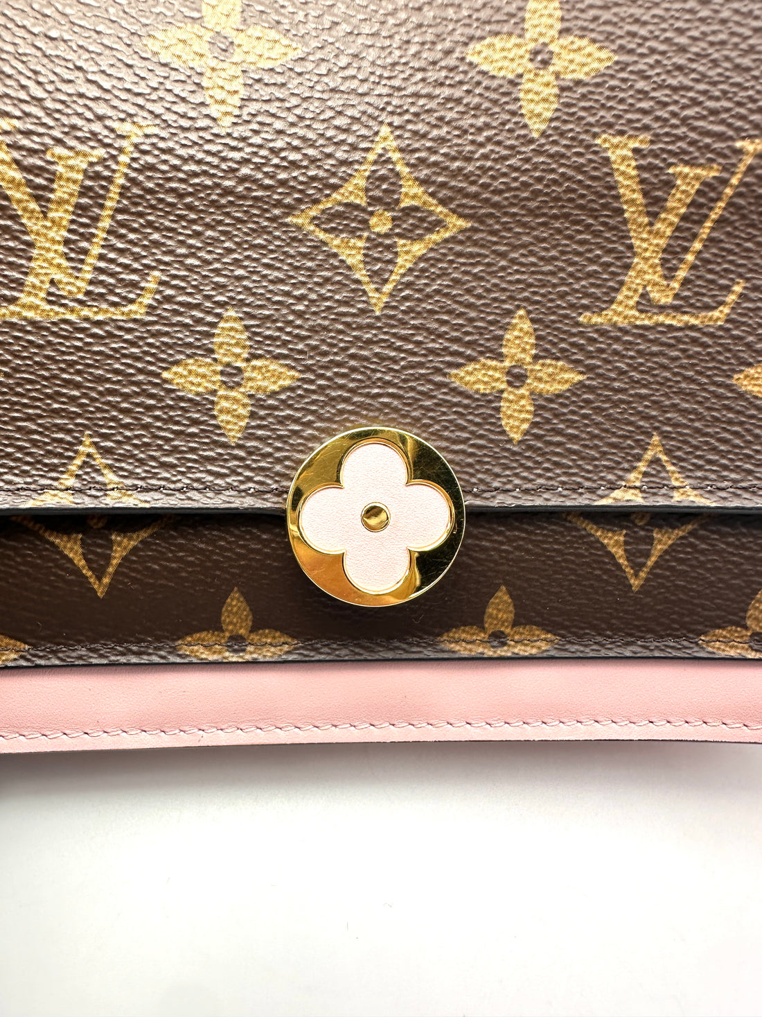 Louis Vuitton Flore Monogram Canvas & Pink Leather Wallet On Chain LV3383