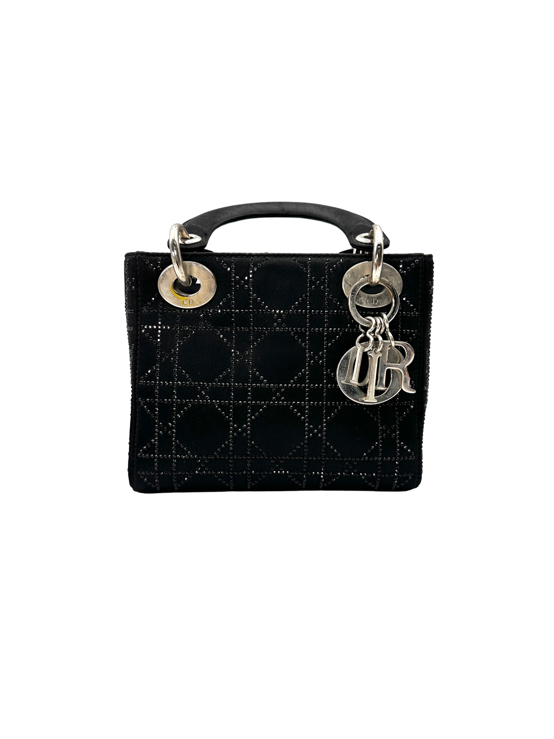 Christian Dior Lady Dior Black Cannage Leather Handle Bag DR951