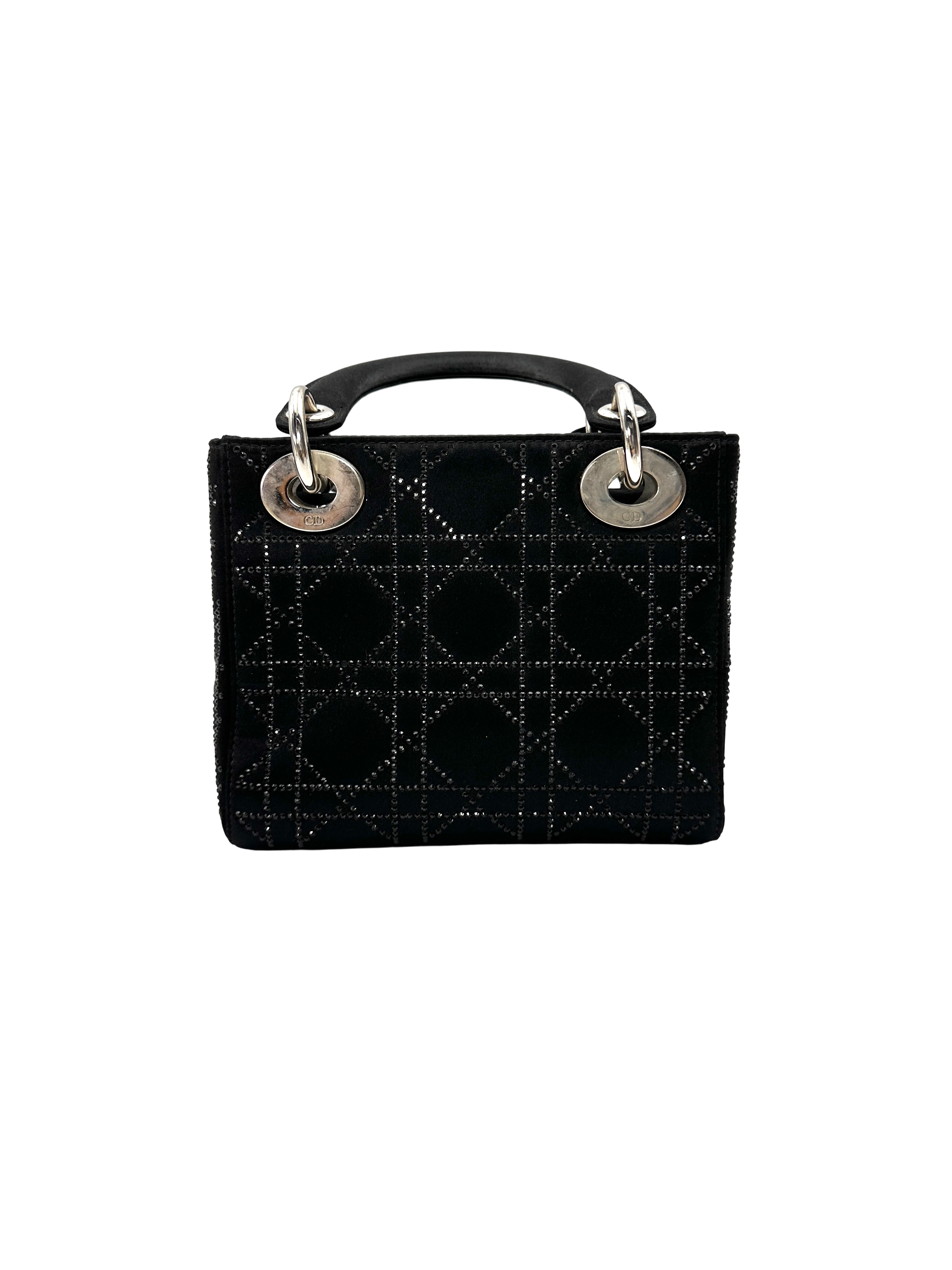 Christian Dior Lady Dior Black Cannage Leather Handle Bag DR951