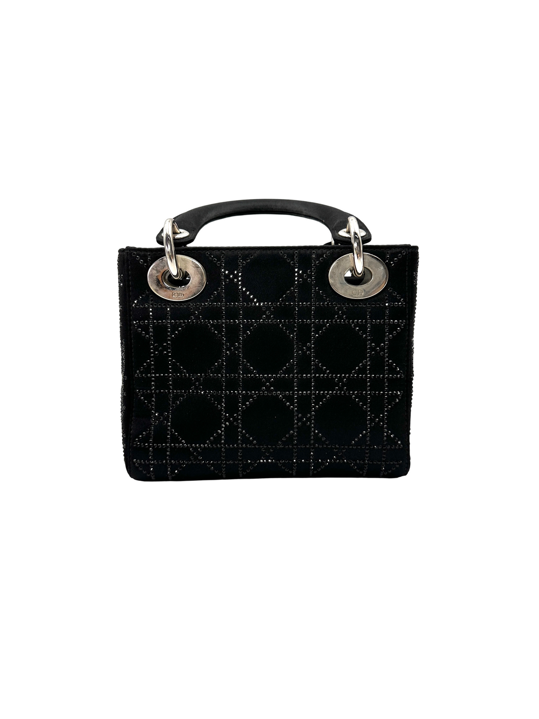 Christian Dior Lady Dior Black Cannage Leather Handle Bag DR951
