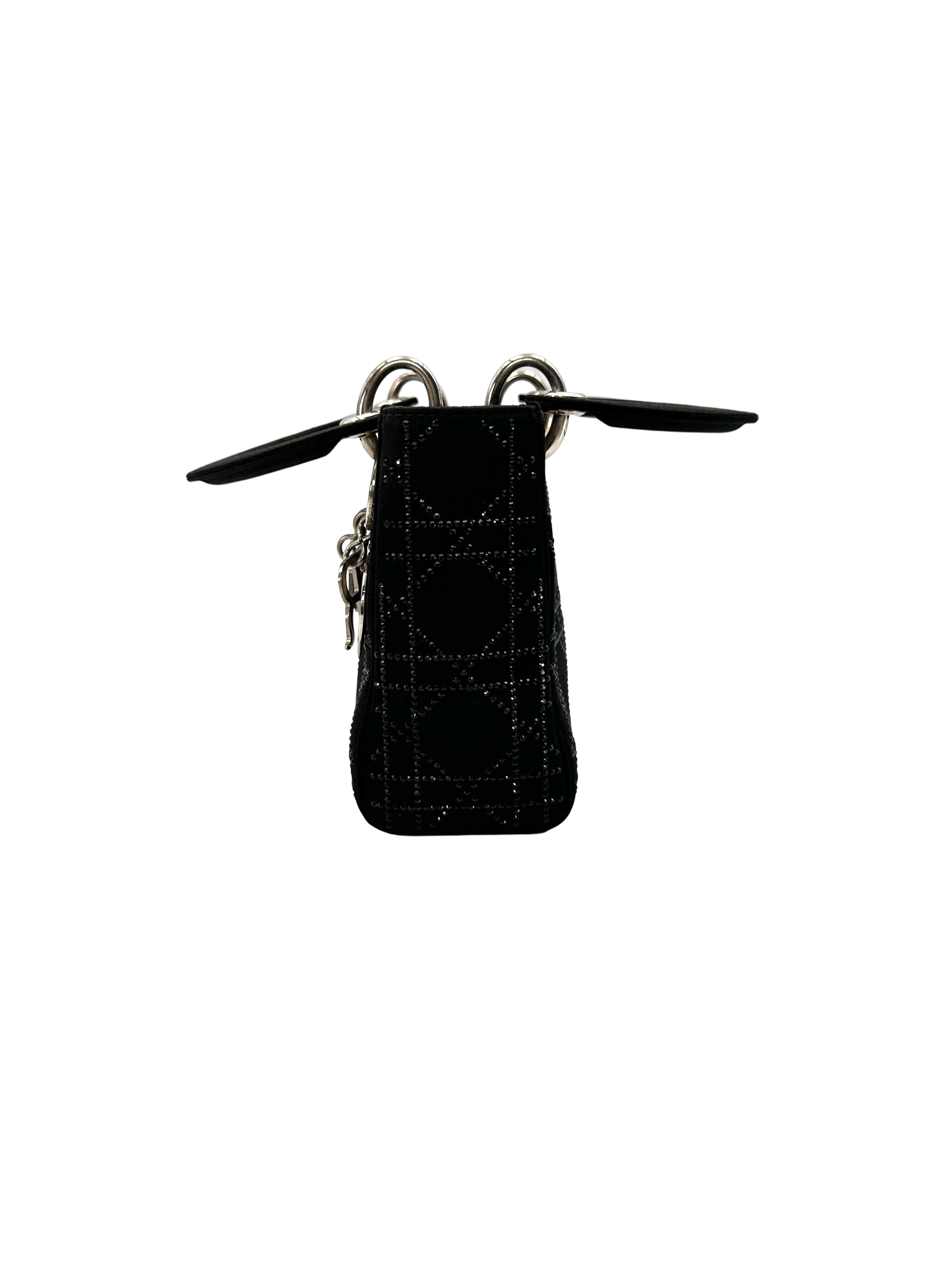 Christian Dior Lady Dior Black Cannage Leather Handle Bag DR951