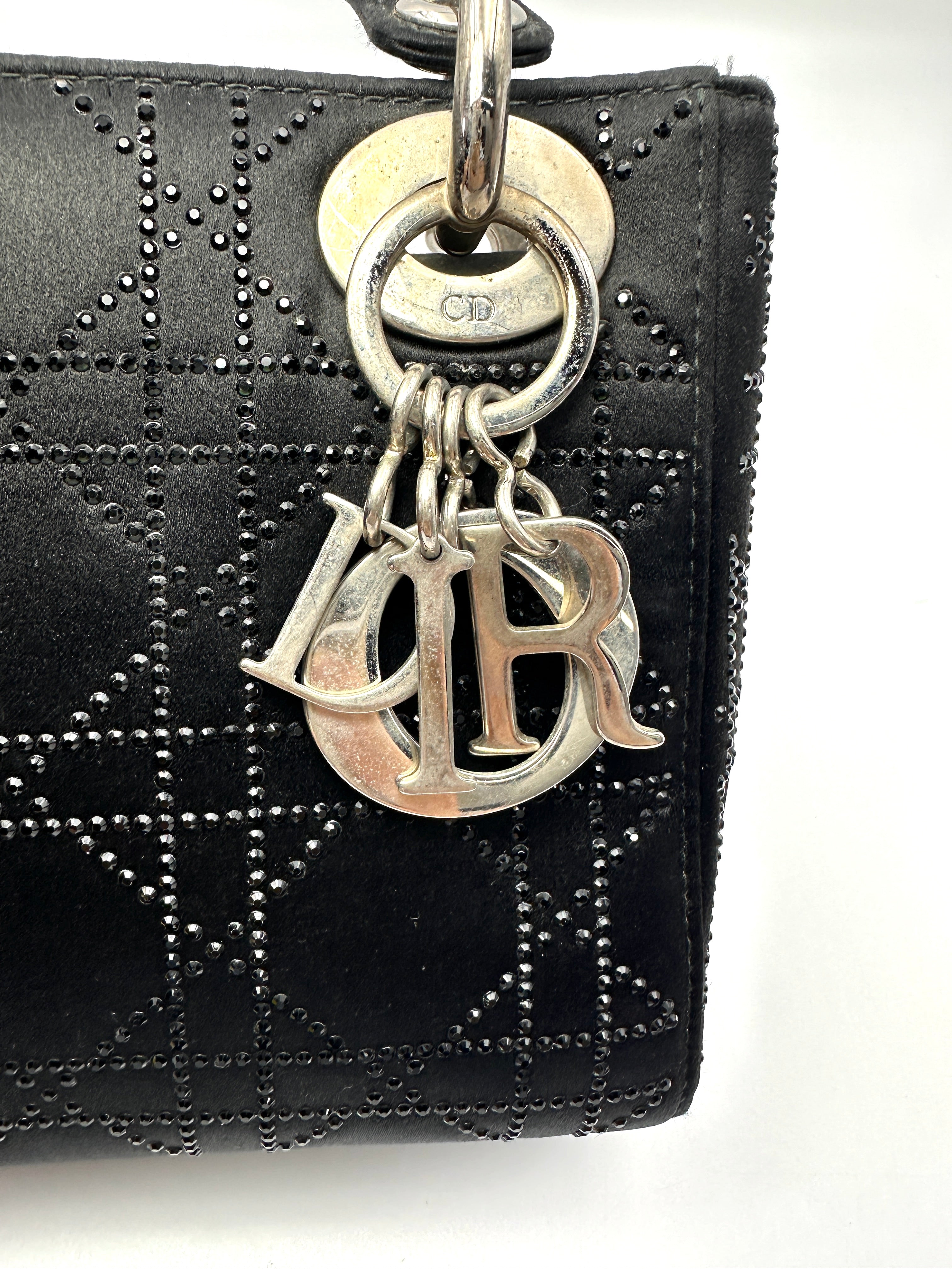 Christian Dior Lady Dior Black Cannage Leather Handle Bag DR951