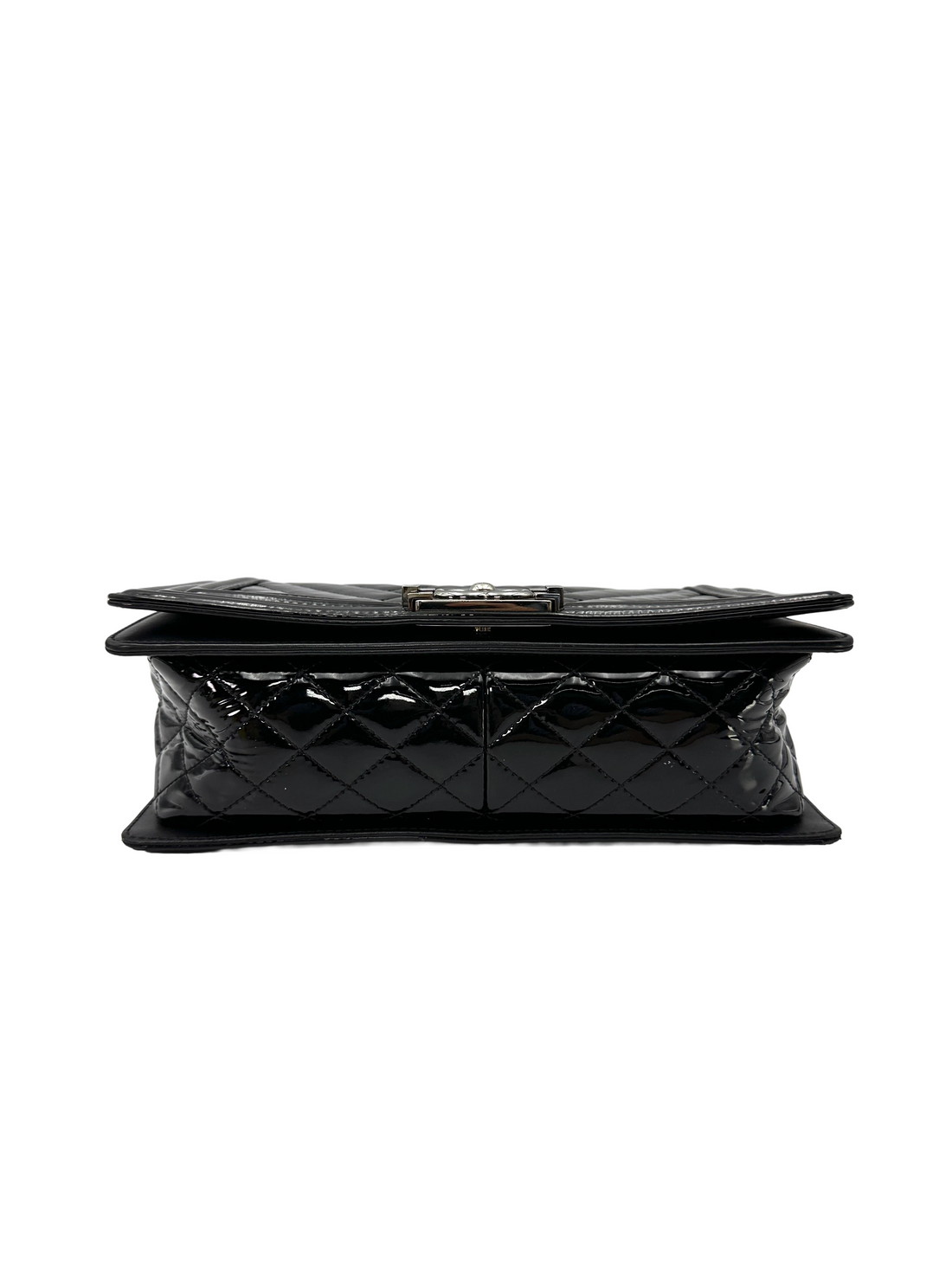 Chanel LeBoy Black Quilted Patent Leather Medium Size Flap Bag(18***65) CC2602