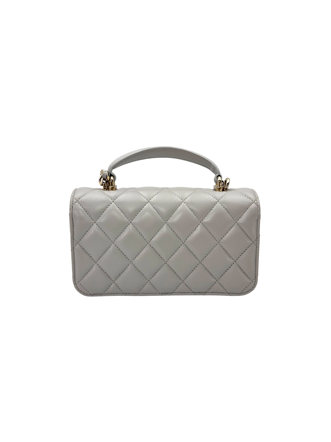 Chanel 24K Grey Quilted Leather Top Handle Shoulder Bag(L9***56) CC2608