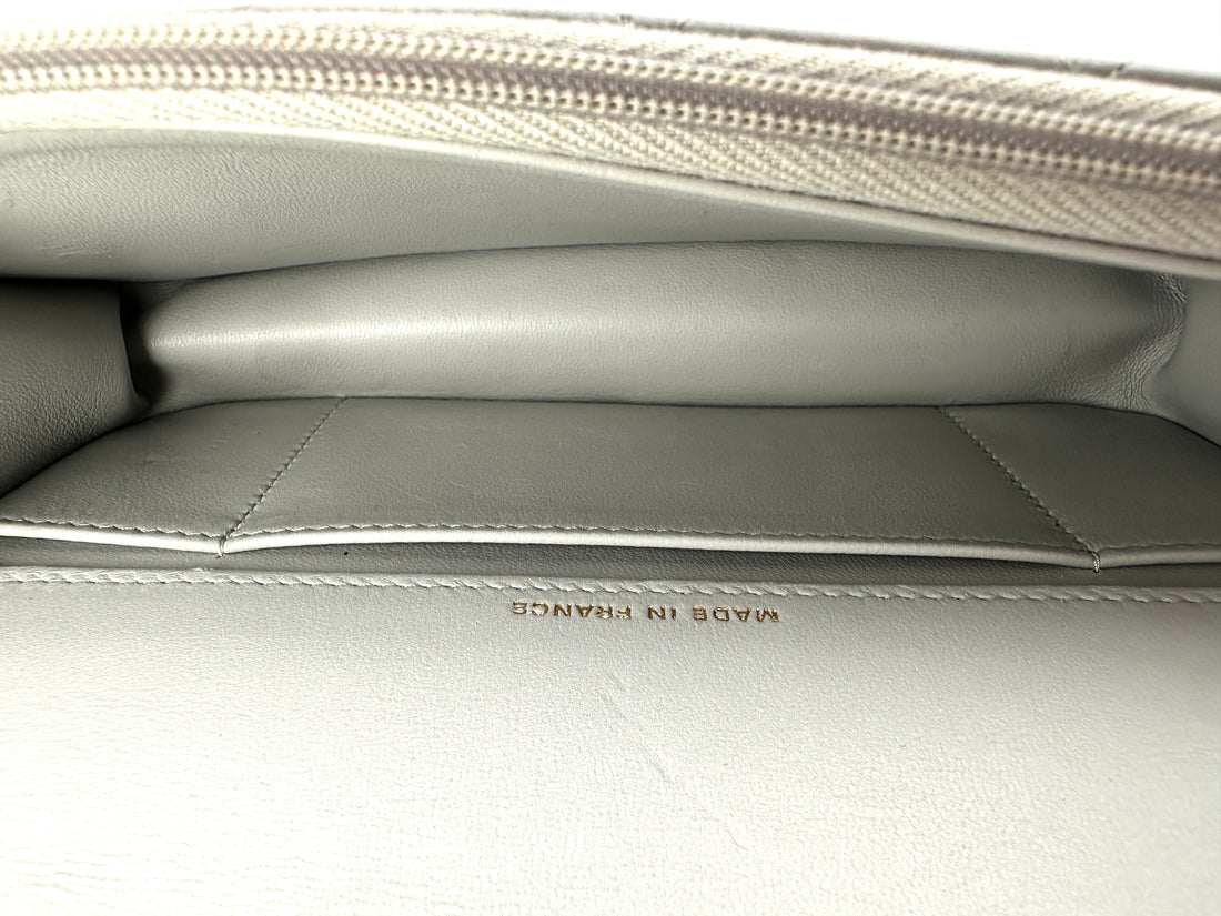 Chanel 24K Grey Quilted Leather Top Handle Shoulder Bag(L9***56) CC2608