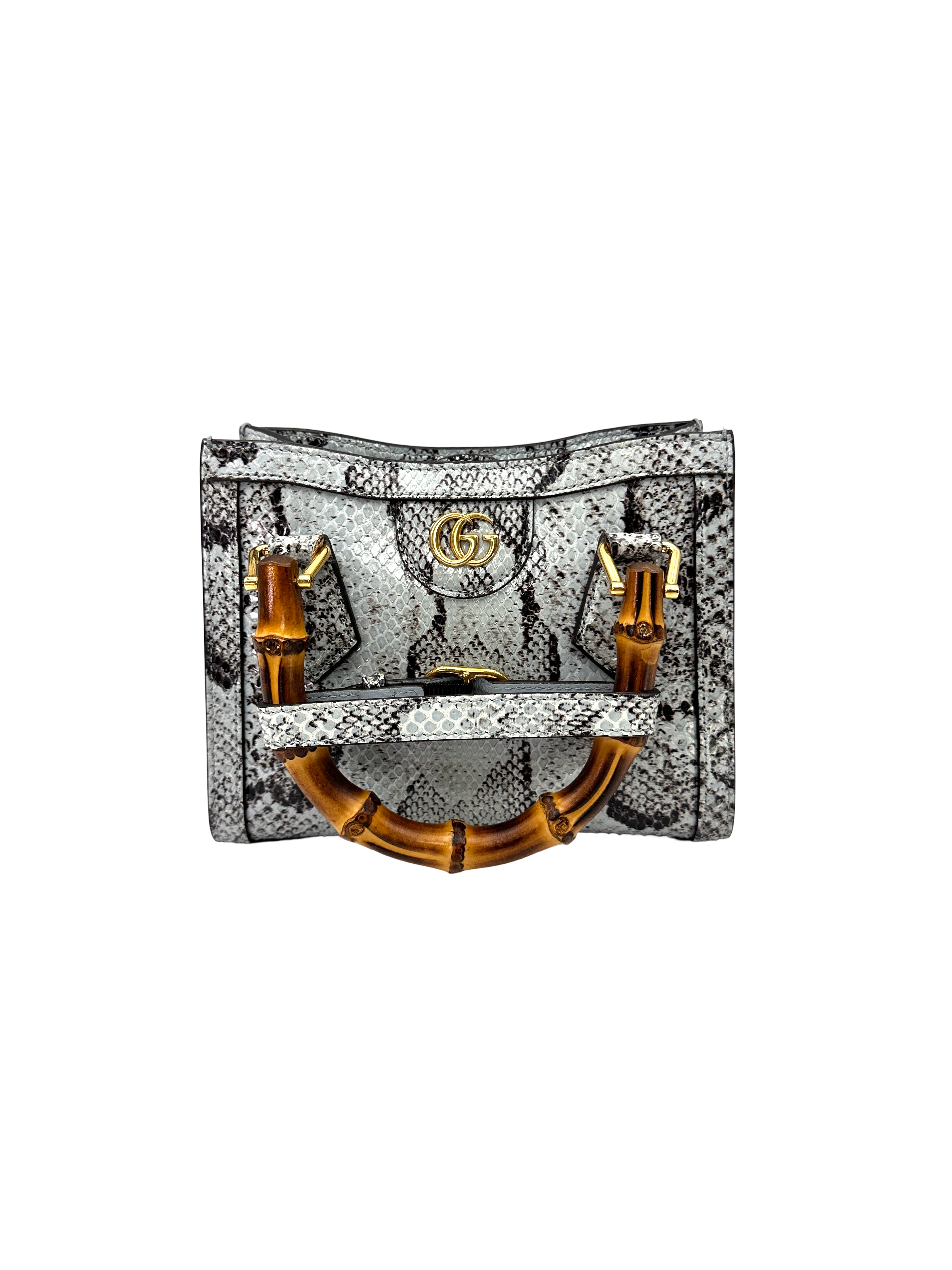 Gucci Diana Blue Python Leather Bamboo Top Handle Bag GG1391