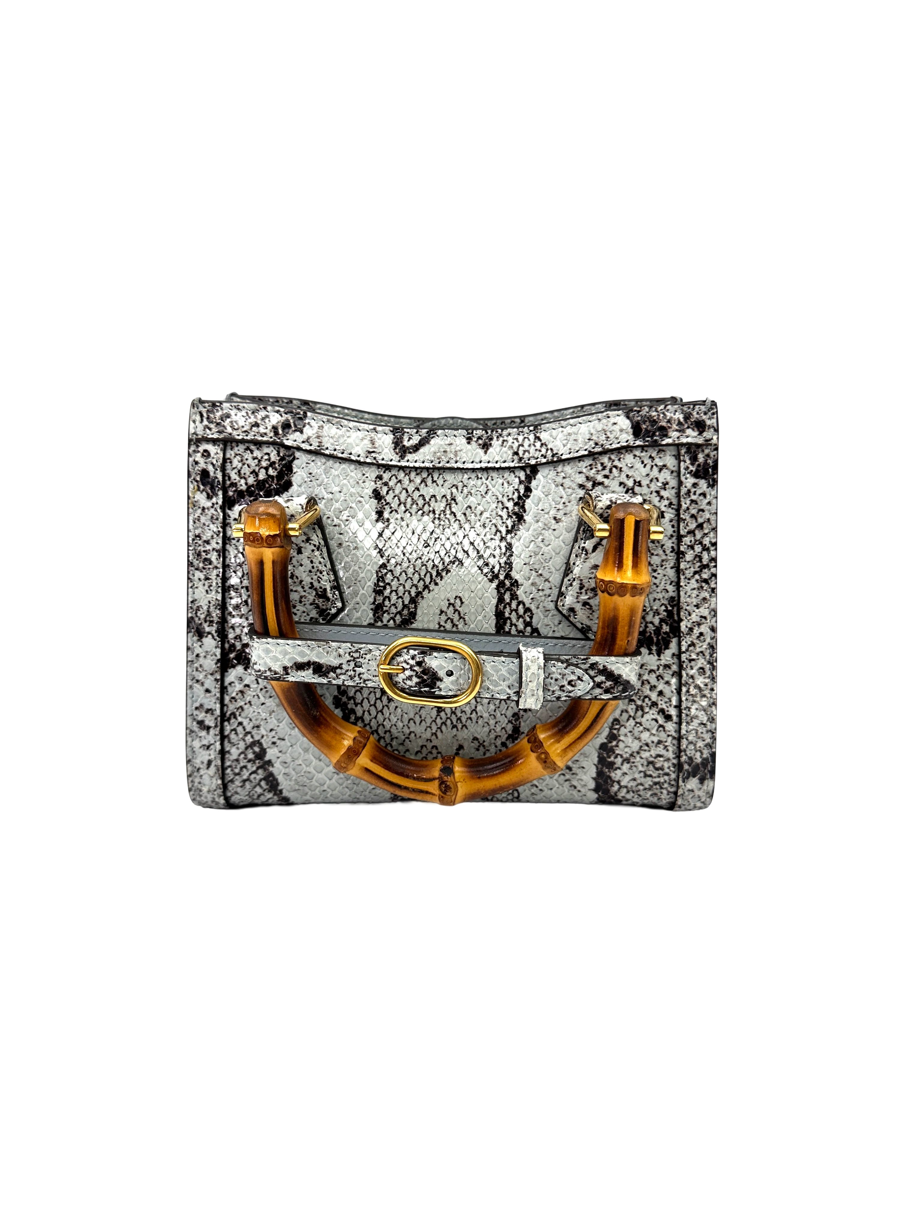 Gucci Diana Blue Python Leather Bamboo Top Handle Bag GG1391