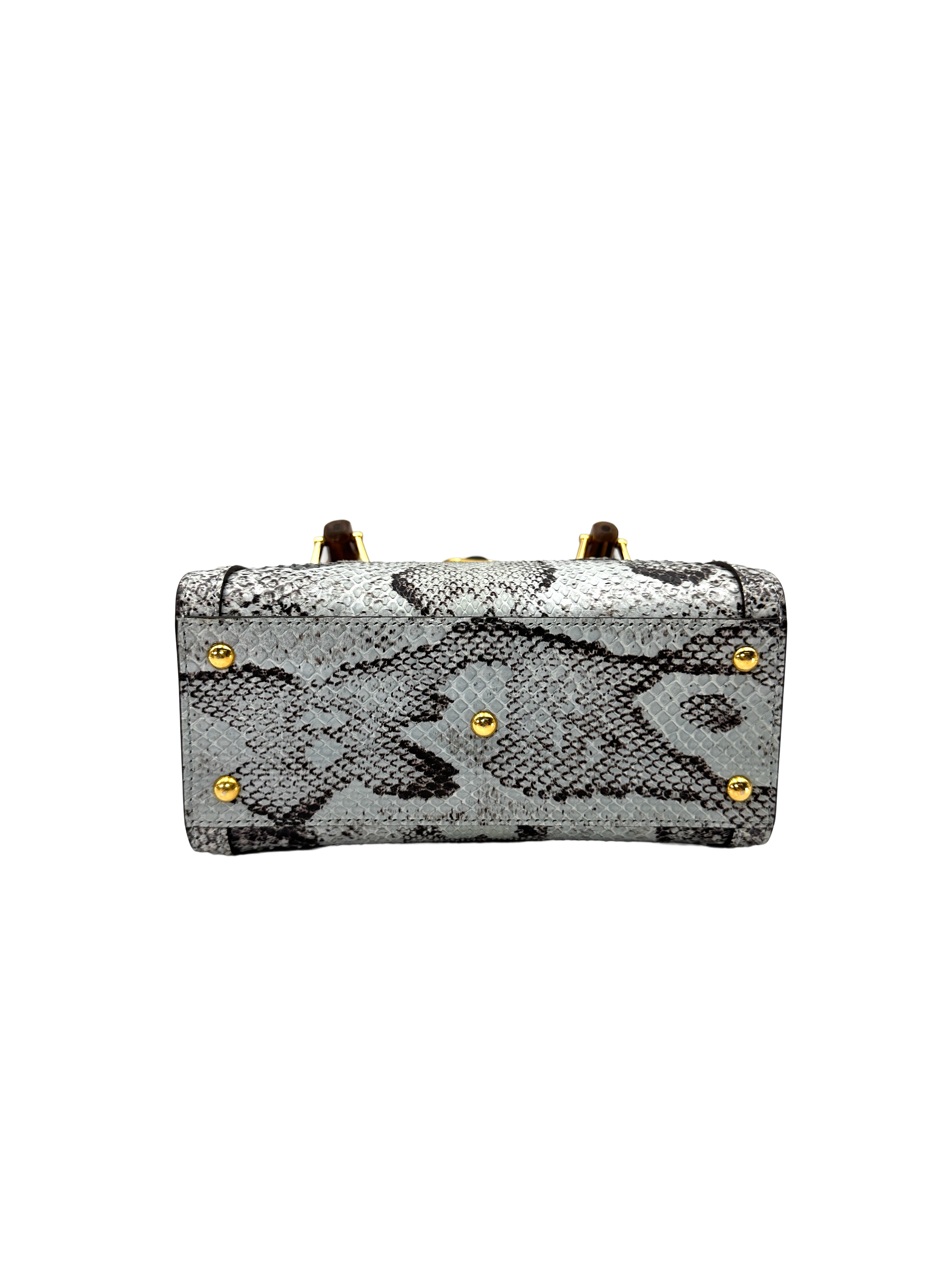 Gucci Diana Blue Python Leather Bamboo Top Handle Bag GG1391