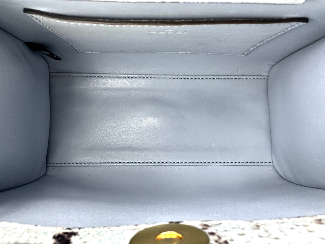 Gucci Diana Blue Python Leather Bamboo Top Handle Bag GG1391