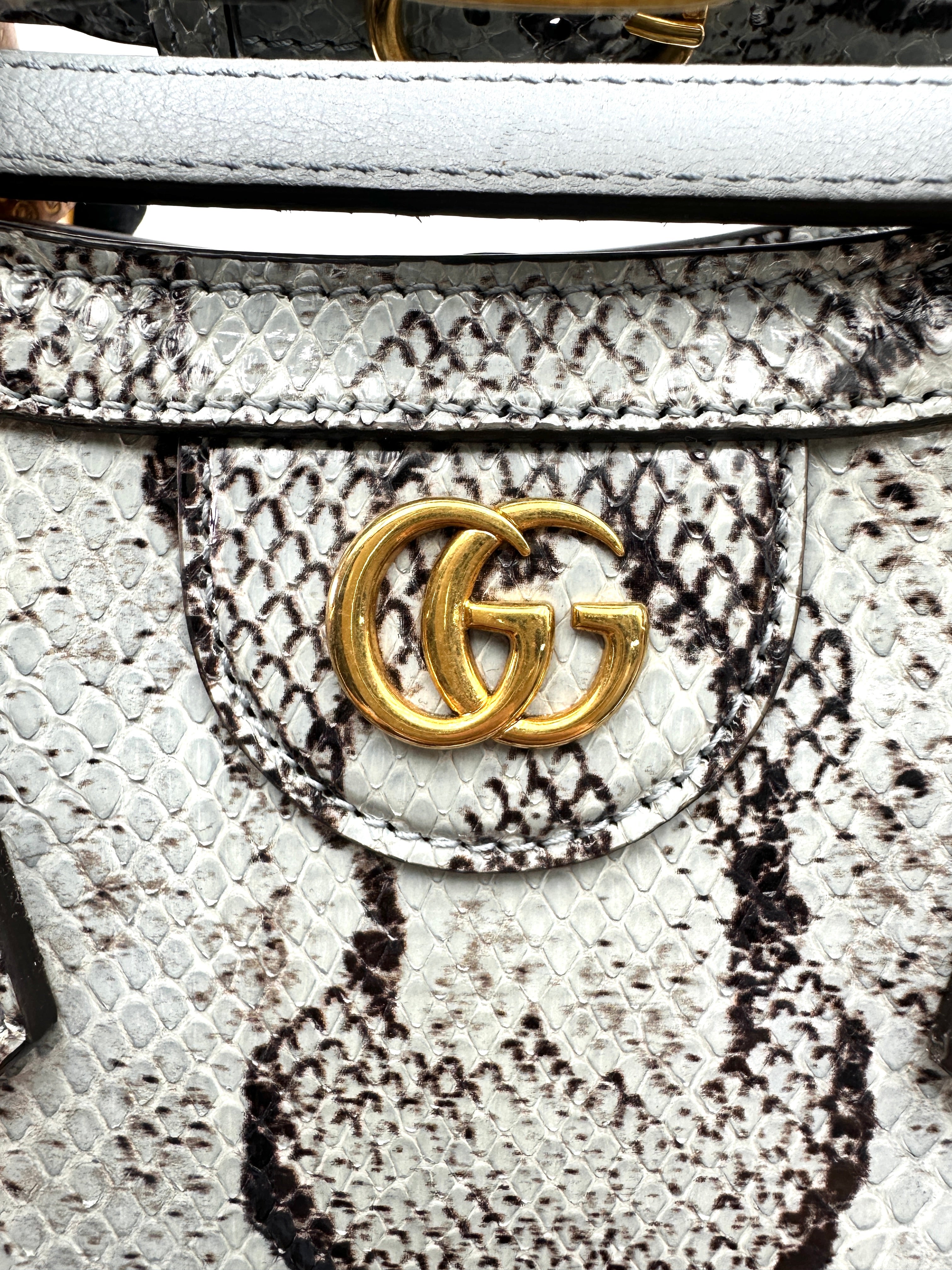 Gucci Diana Blue Python Leather Bamboo Top Handle Bag GG1391