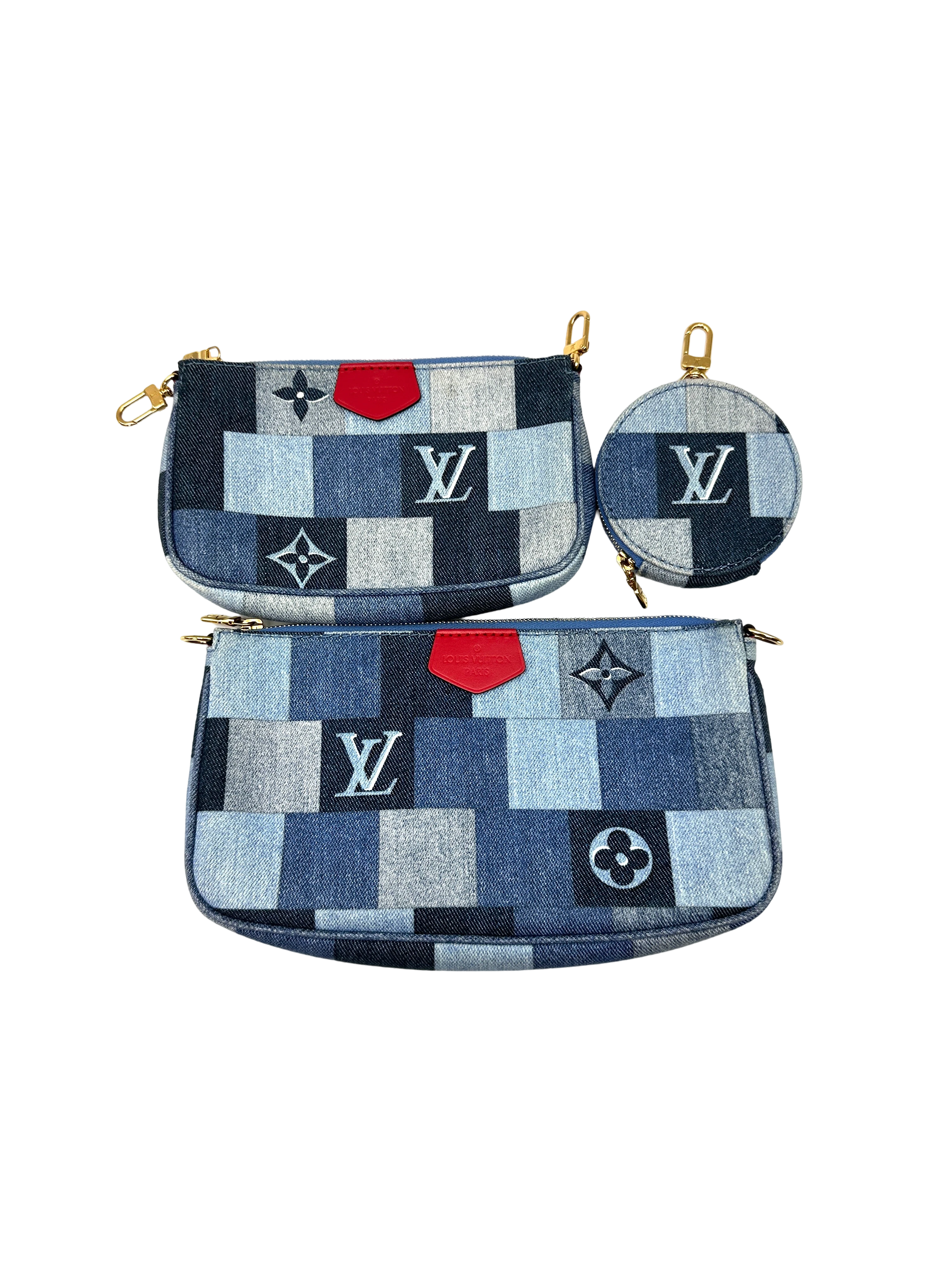 Louis Vuitton Denim Patchwork Monogram Canvas Multi Pochette Accessoires LV3387