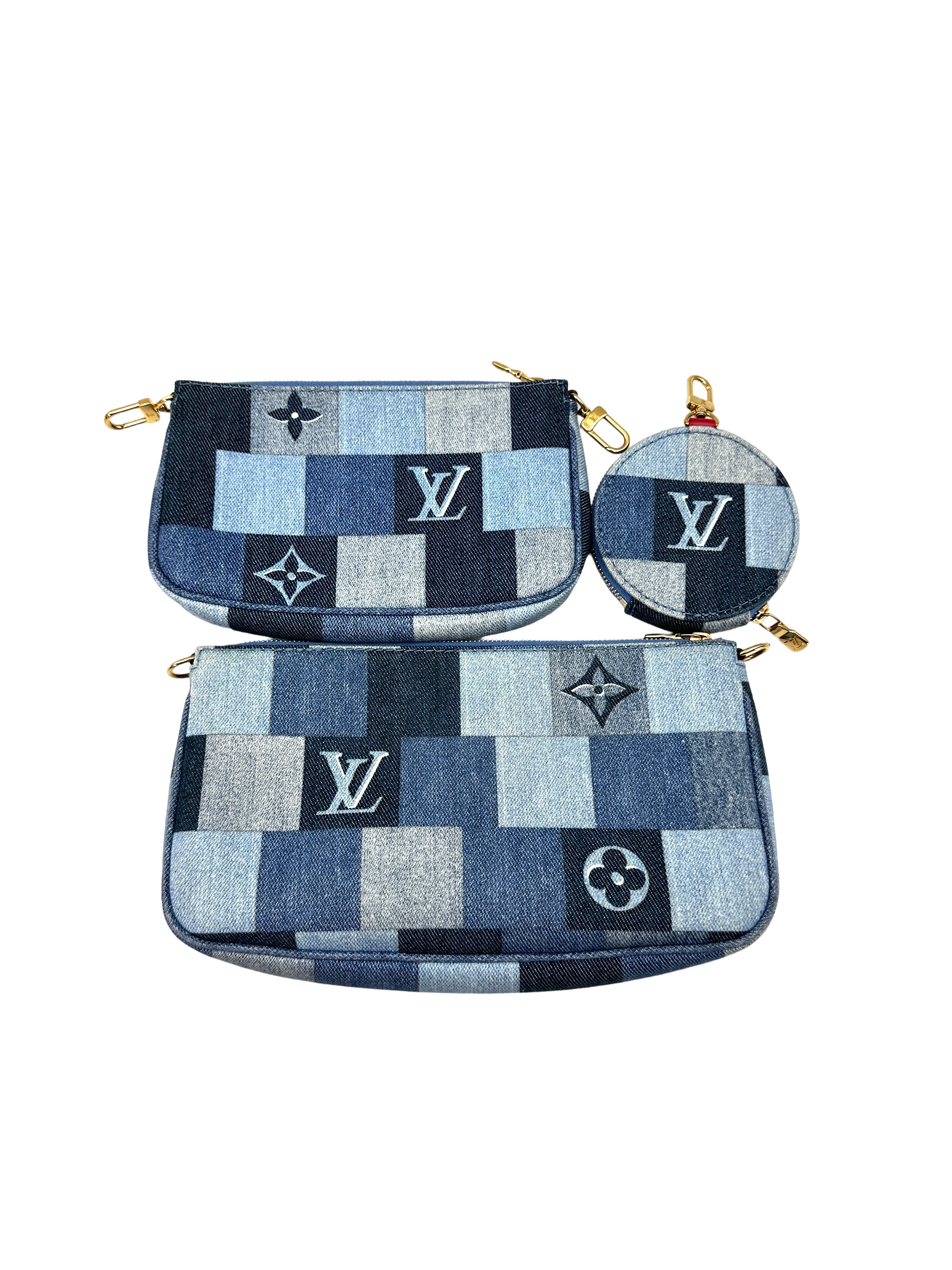 Louis Vuitton Denim Patchwork Monogram Canvas Multi Pochette Accessoires LV3387