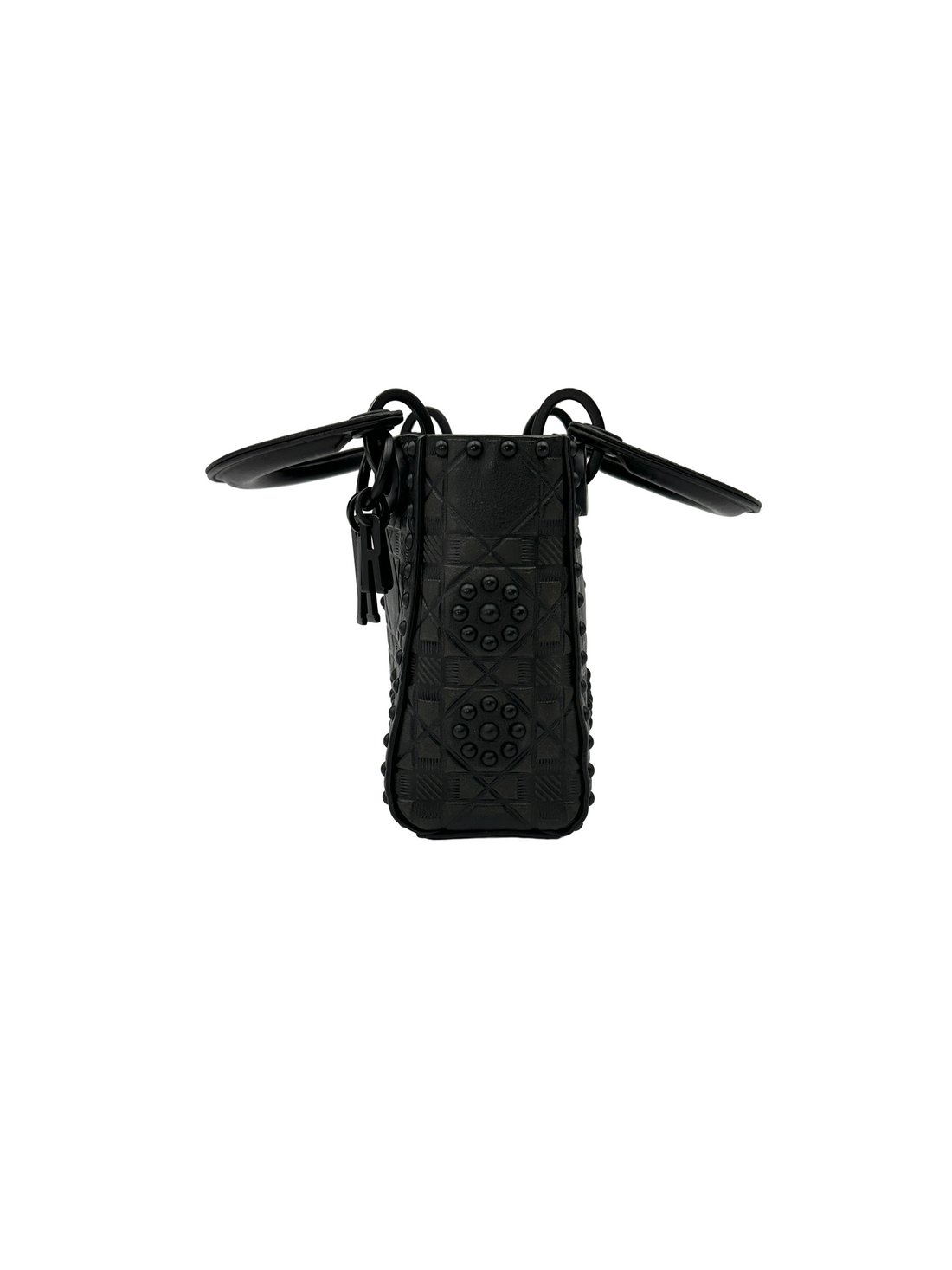 Christian Dior Lady Dior Black Cannage Ultra Matte Studded Leather Handle Bag DR952