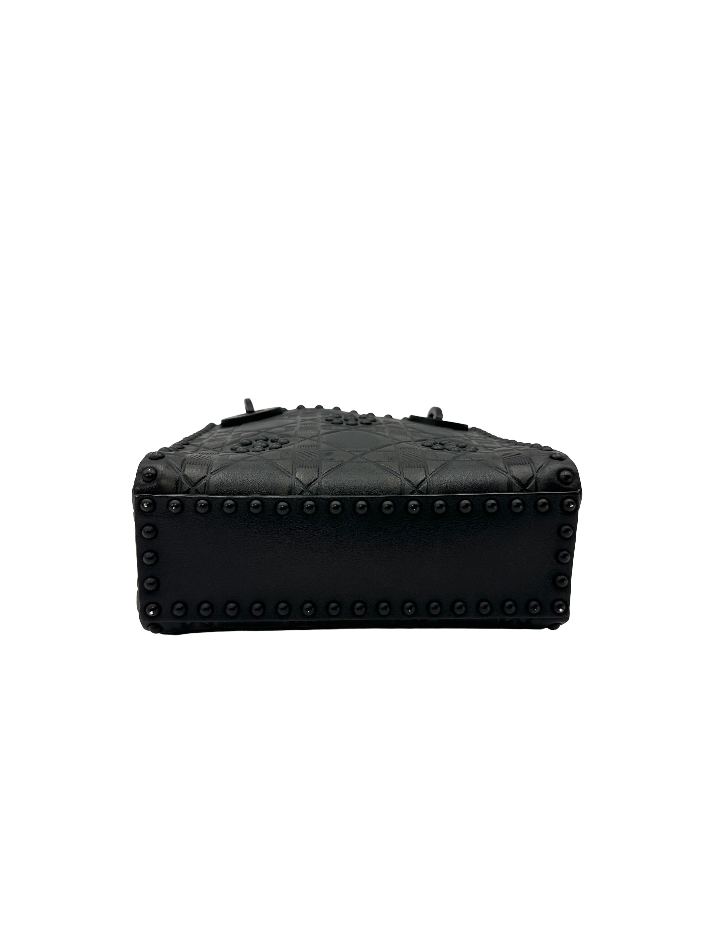 Christian Dior Lady Dior Black Cannage Ultra Matte Studded Leather Handle Bag DR952