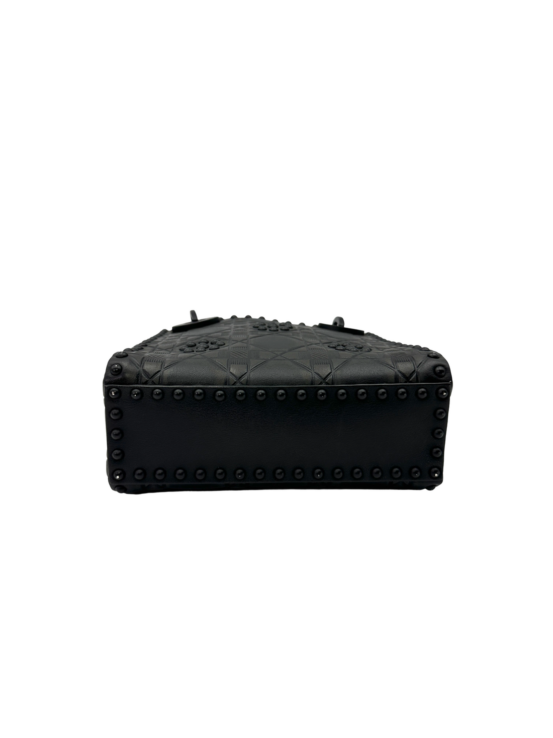 Christian Dior Lady Dior Black Cannage Ultra Matte Studded Leather Handle Bag DR952