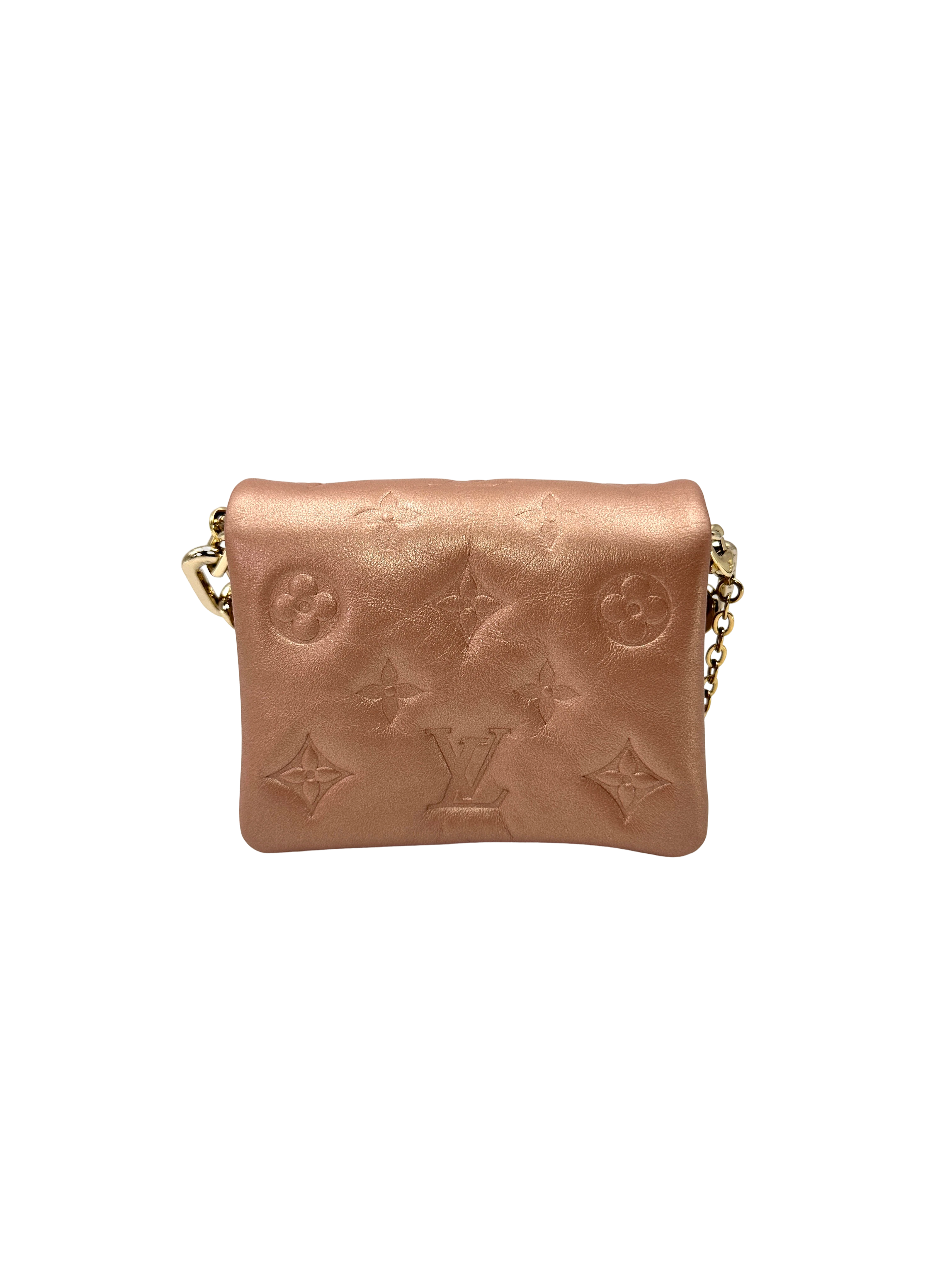 Louis Vuitton Coussin Orange Monogram Embossed Puffy Leather Mini Shoulder Bag LV3384