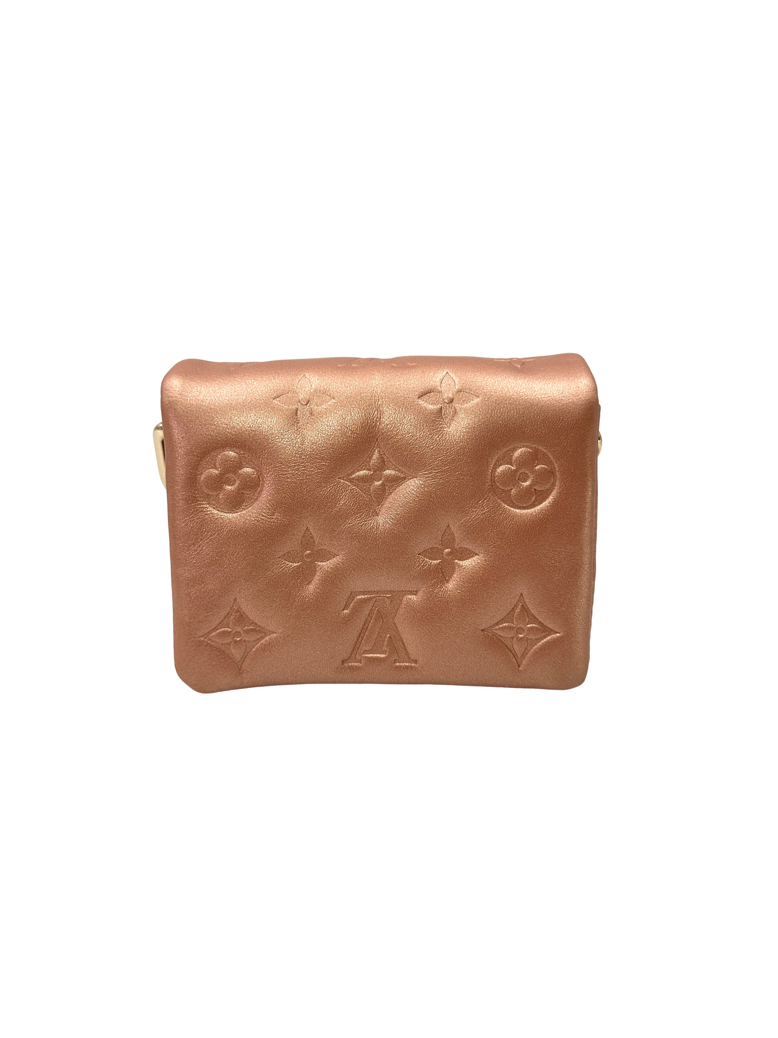 Louis Vuitton Coussin Orange Monogram Embossed Puffy Leather Mini Shoulder Bag LV3384