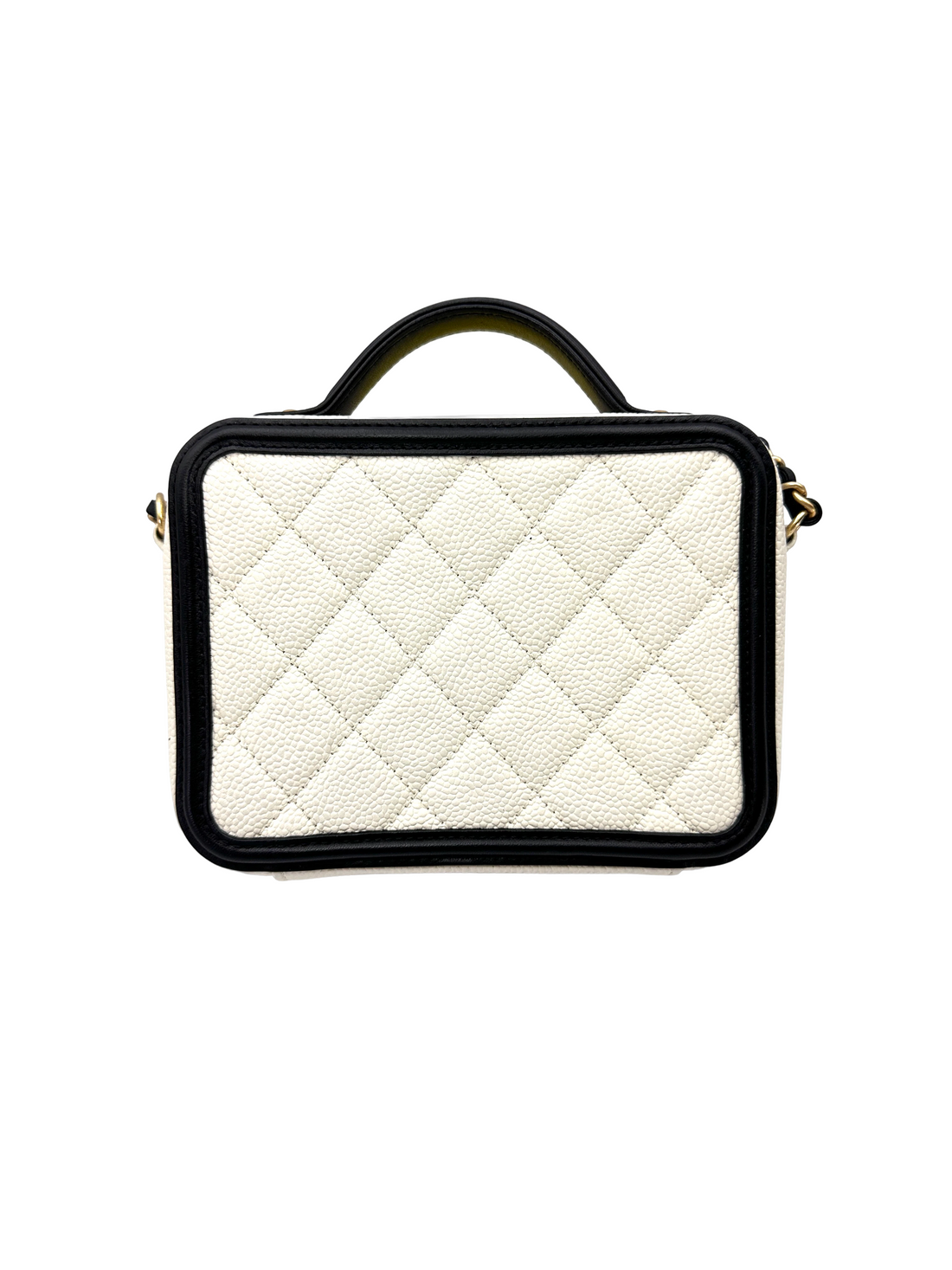 Chanel CC Filigree Black/White Quilted Leather Vanity Case(23***09) CC2605