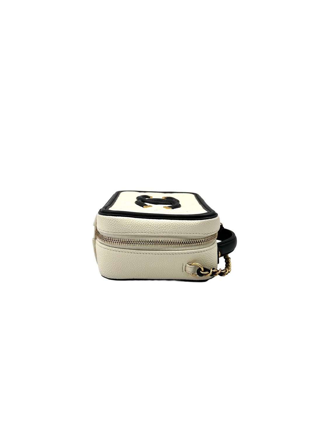 Chanel CC Filigree Black/White Quilted Leather Vanity Case(23***09) CC2605