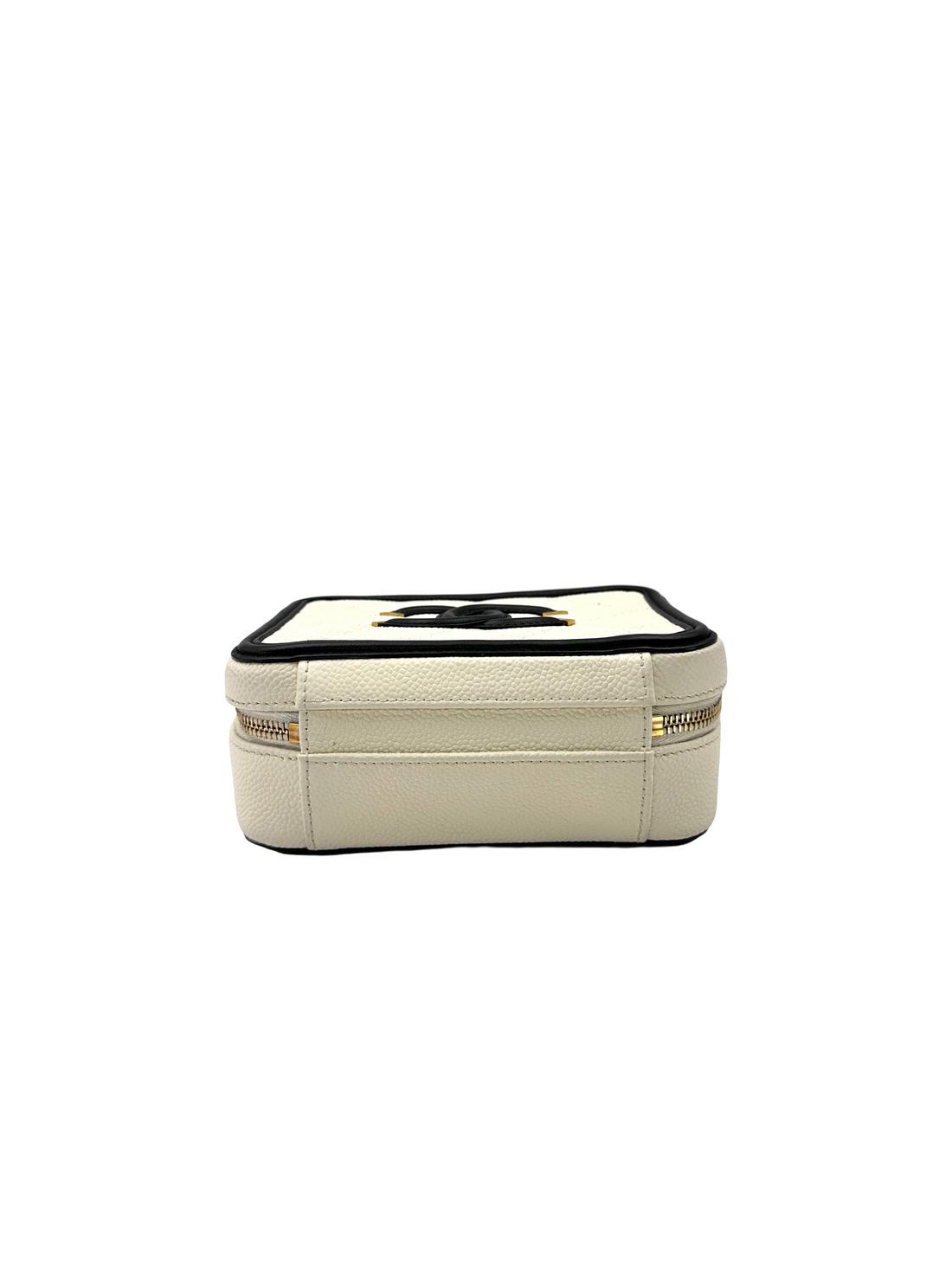 Chanel CC Filigree Black/White Quilted Leather Vanity Case(23***09) CC2605