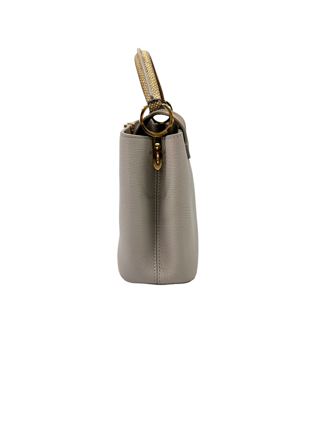 Louis Vuitton Capucines Grey Taurillon Leather Python Handle Bag LV3389