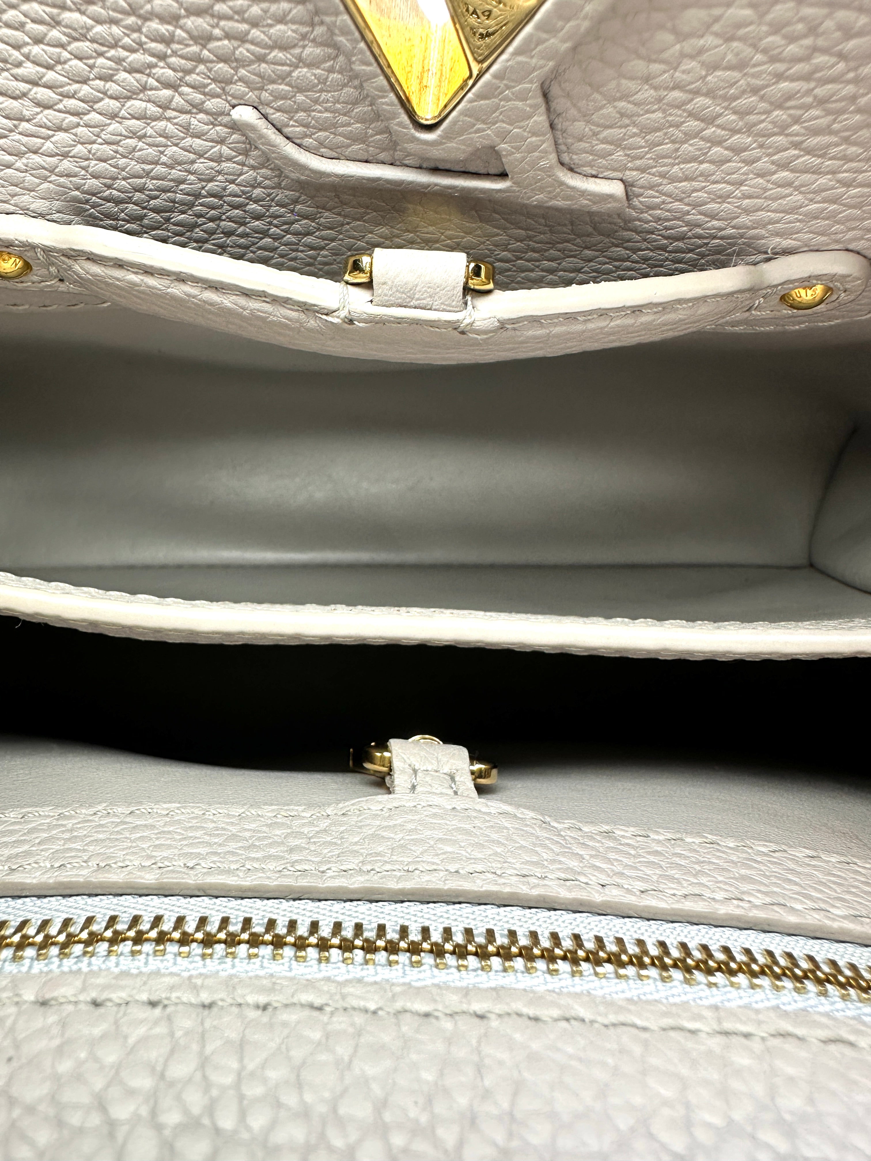Louis Vuitton Capucines Grey Taurillon Leather Python Handle Bag LV3389
