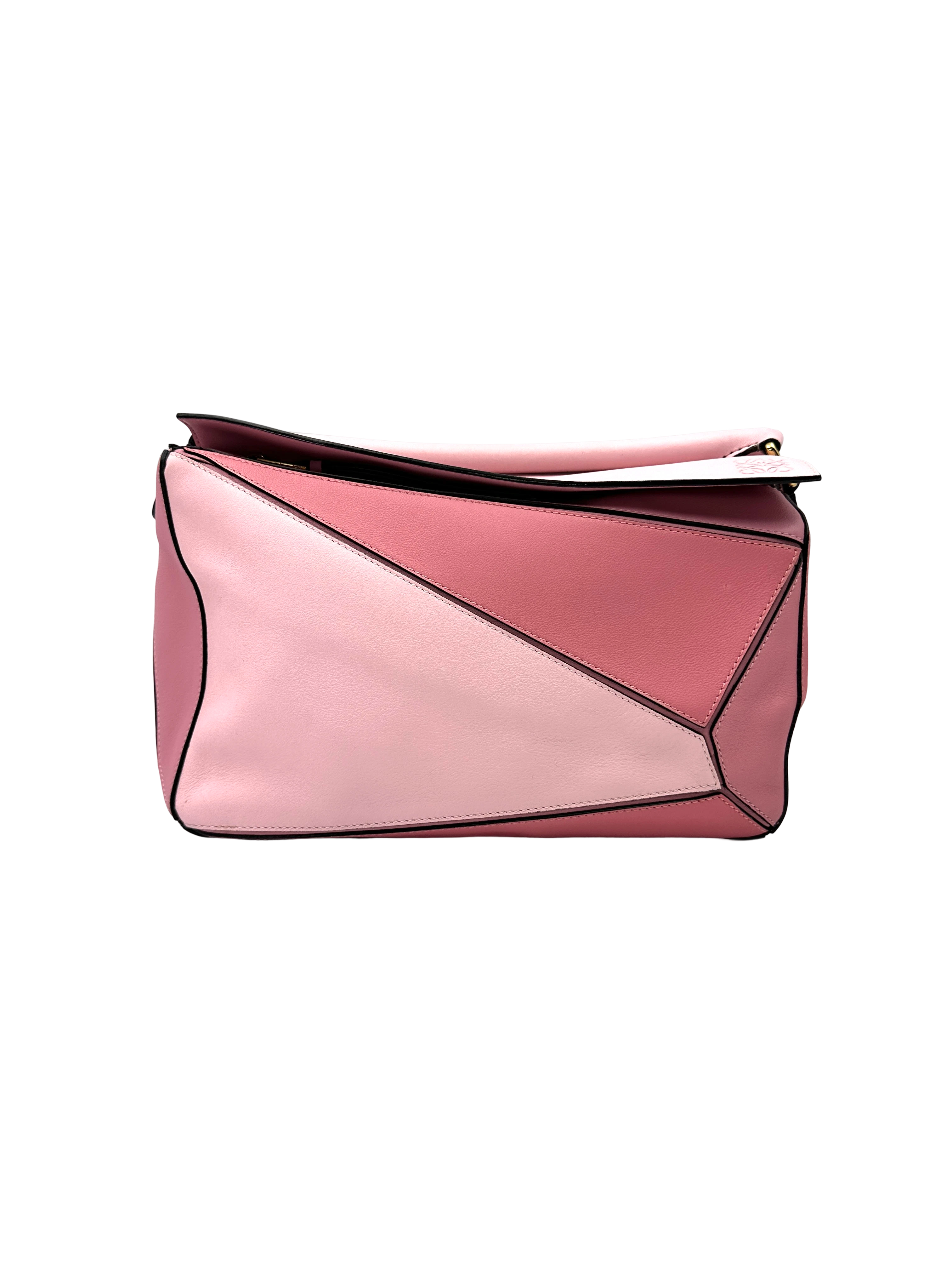Loewe Puzzle Pink Leather Medium Size Shoulder Bag LW101