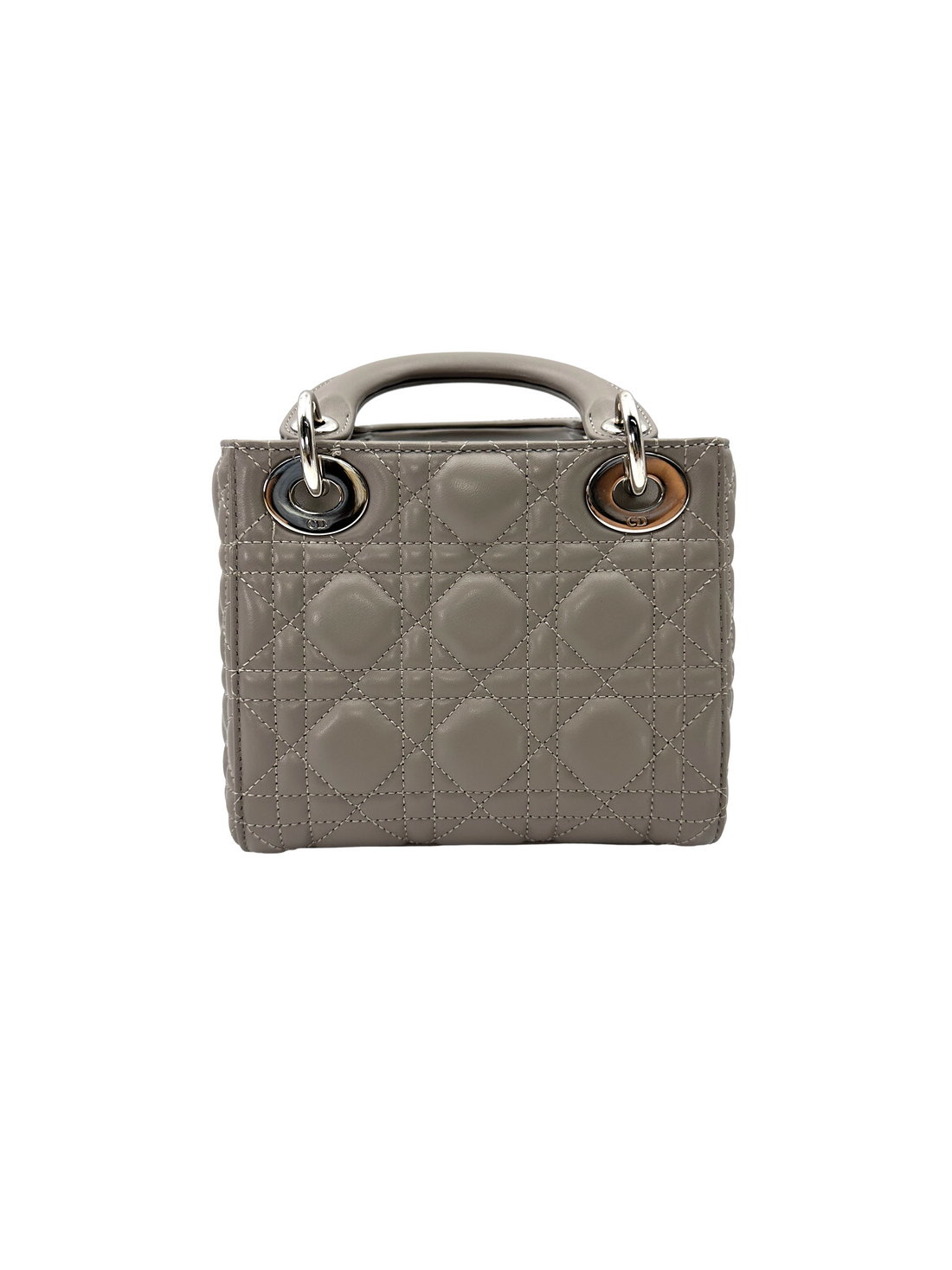 Christian Dior Lady Dior Grey Cannage Leather Handle Bag DR954