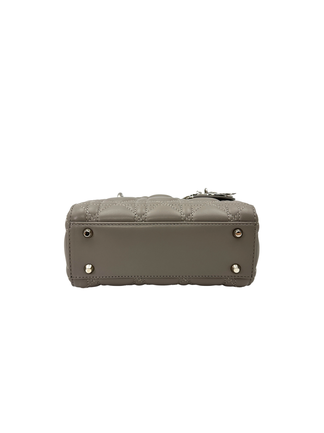 Christian Dior Lady Dior Grey Cannage Leather Handle Bag DR954