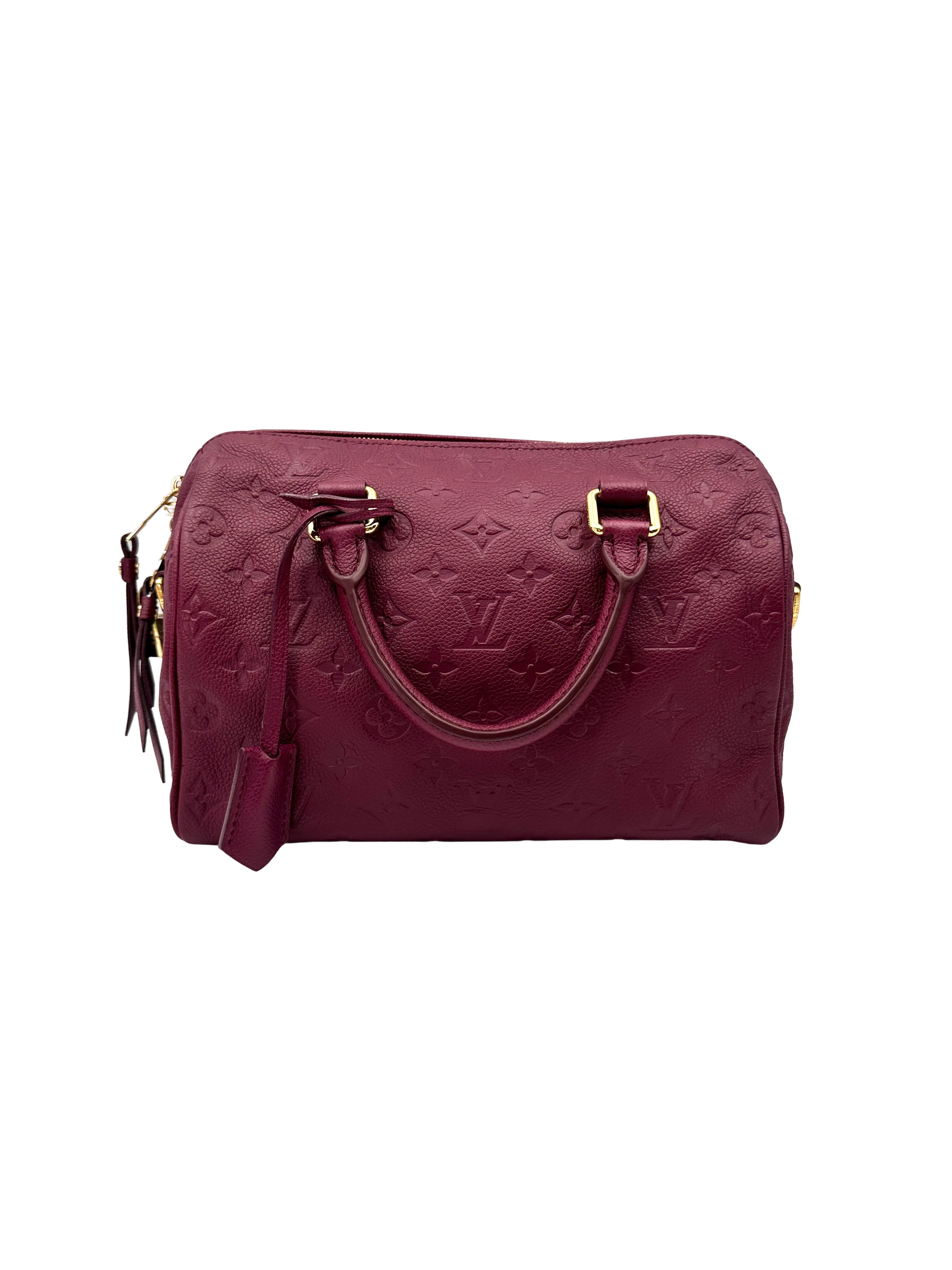 Louis Vuitton Speedy25 Red Monogram Empreinte Leather Handle Bag LV3390