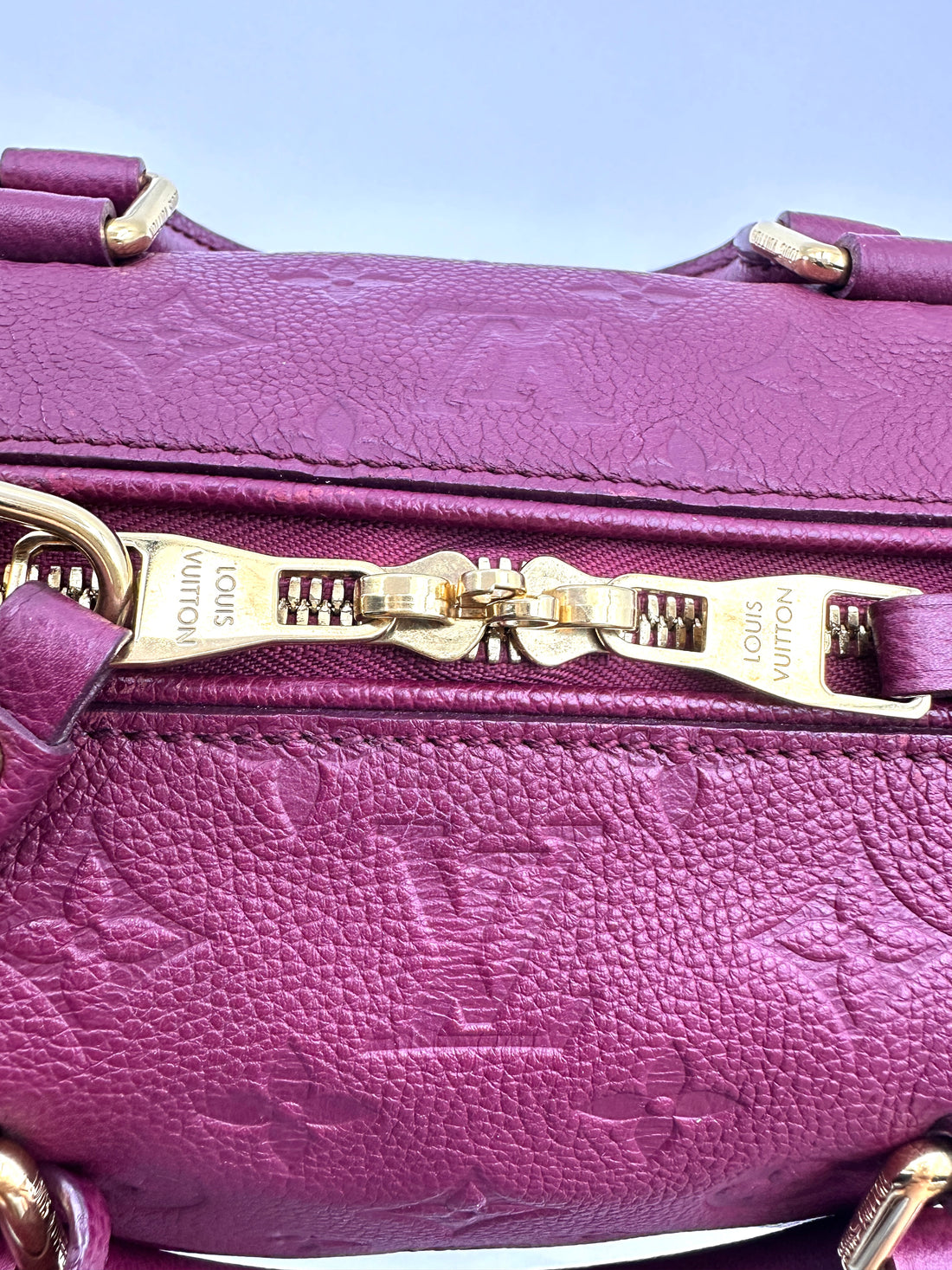 Louis Vuitton Speedy25 Red Monogram Empreinte Leather Handle Bag LV3390