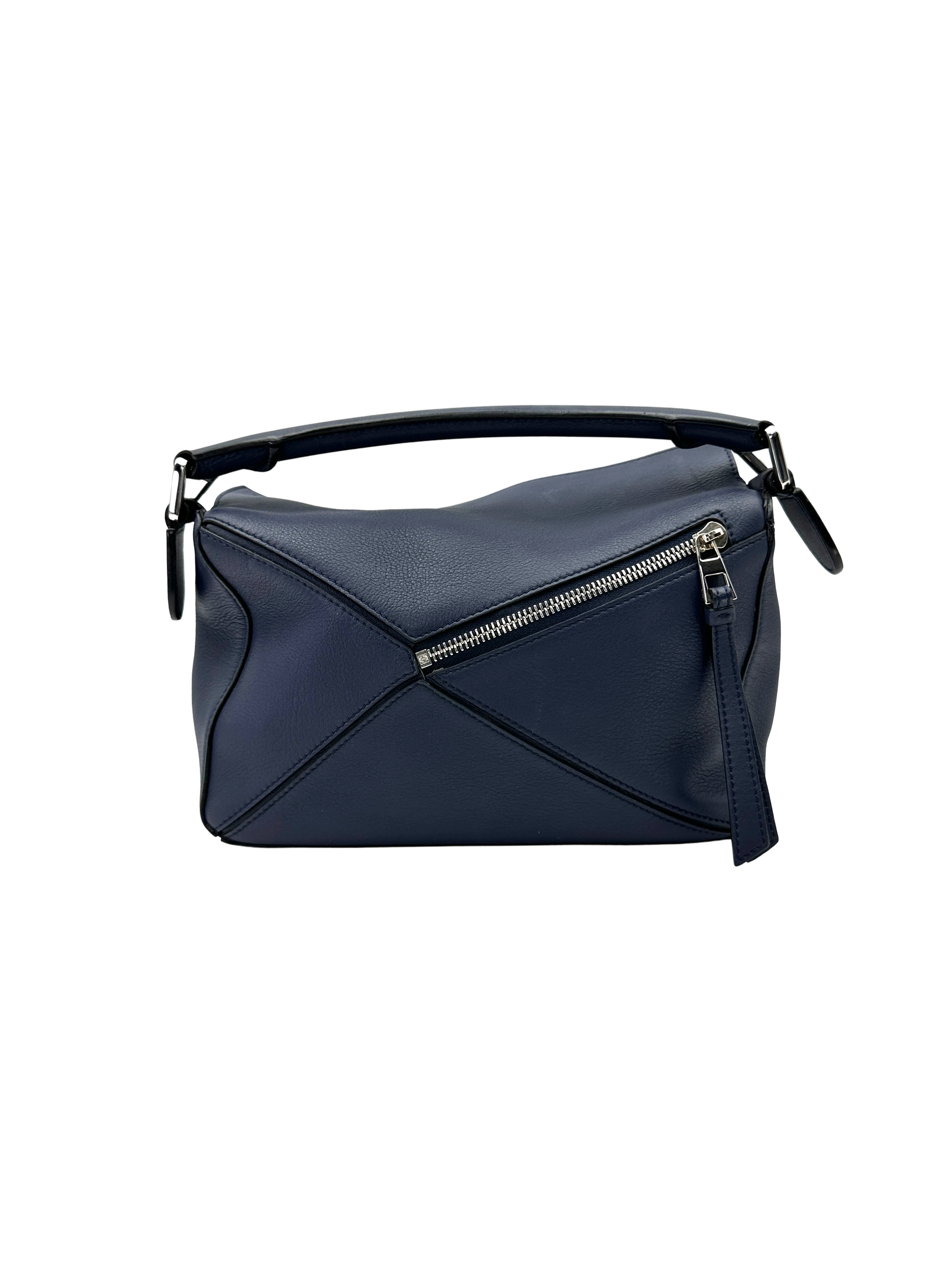 Loewe Puzzle Navy Leather Small Size Shoulder Bag LW103