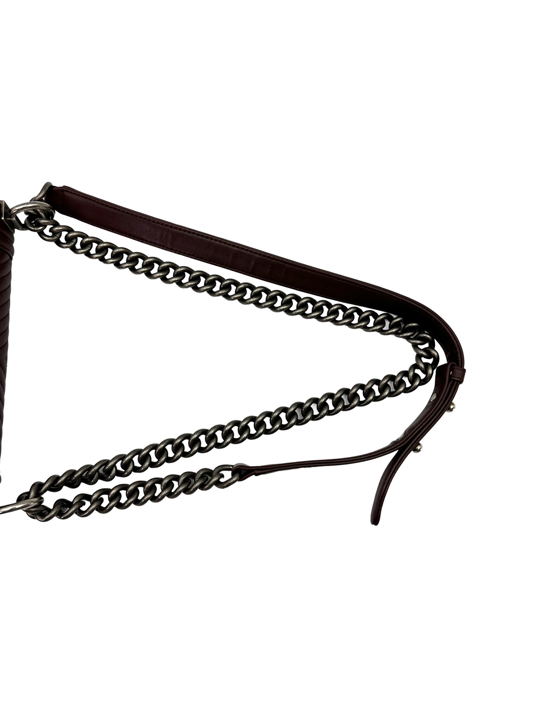 Chanel LeBoy Dark Red Chevron Quilted Leather Flap Bag With Silver Buckle(19***63) CC2612