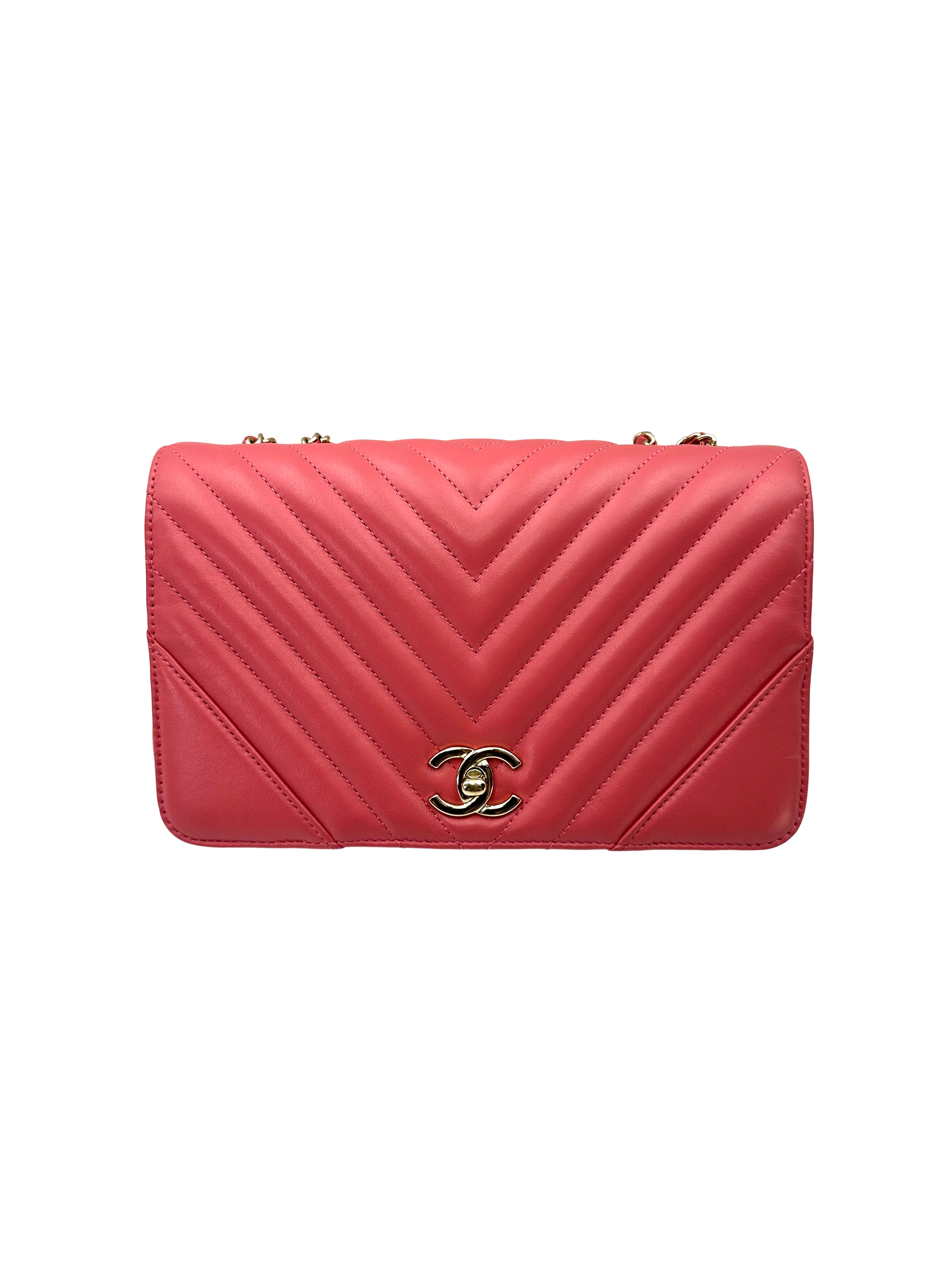 Chanel Classic Flap Pink Chervon Quilted Leather Mini Shoulder Bag(28***39) CC2613
