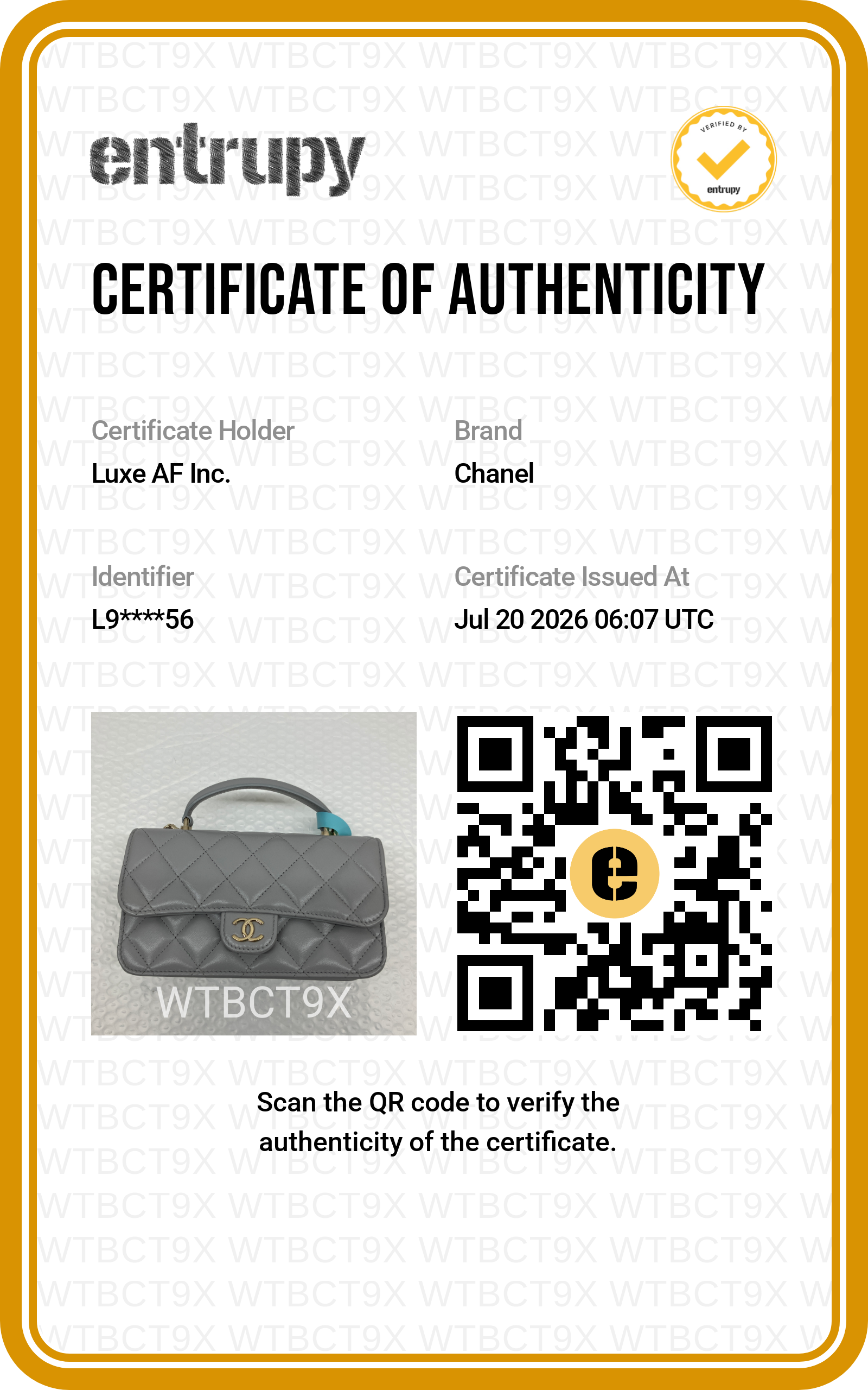 Chanel 24K Grey Quilted Leather Top Handle Shoulder Bag(L9***56) CC2608